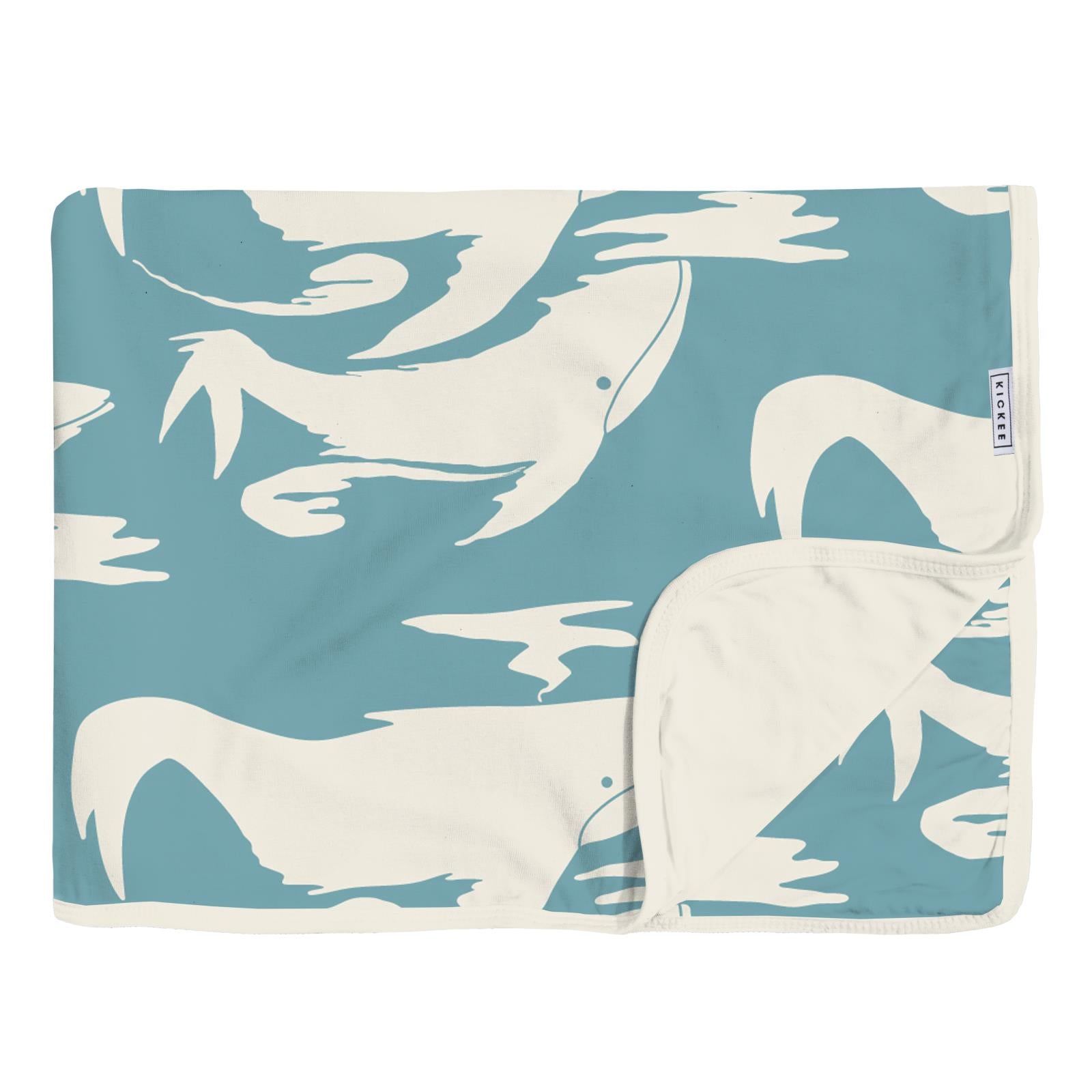 Print Toddler Blanket in Glacier Cloud Whales