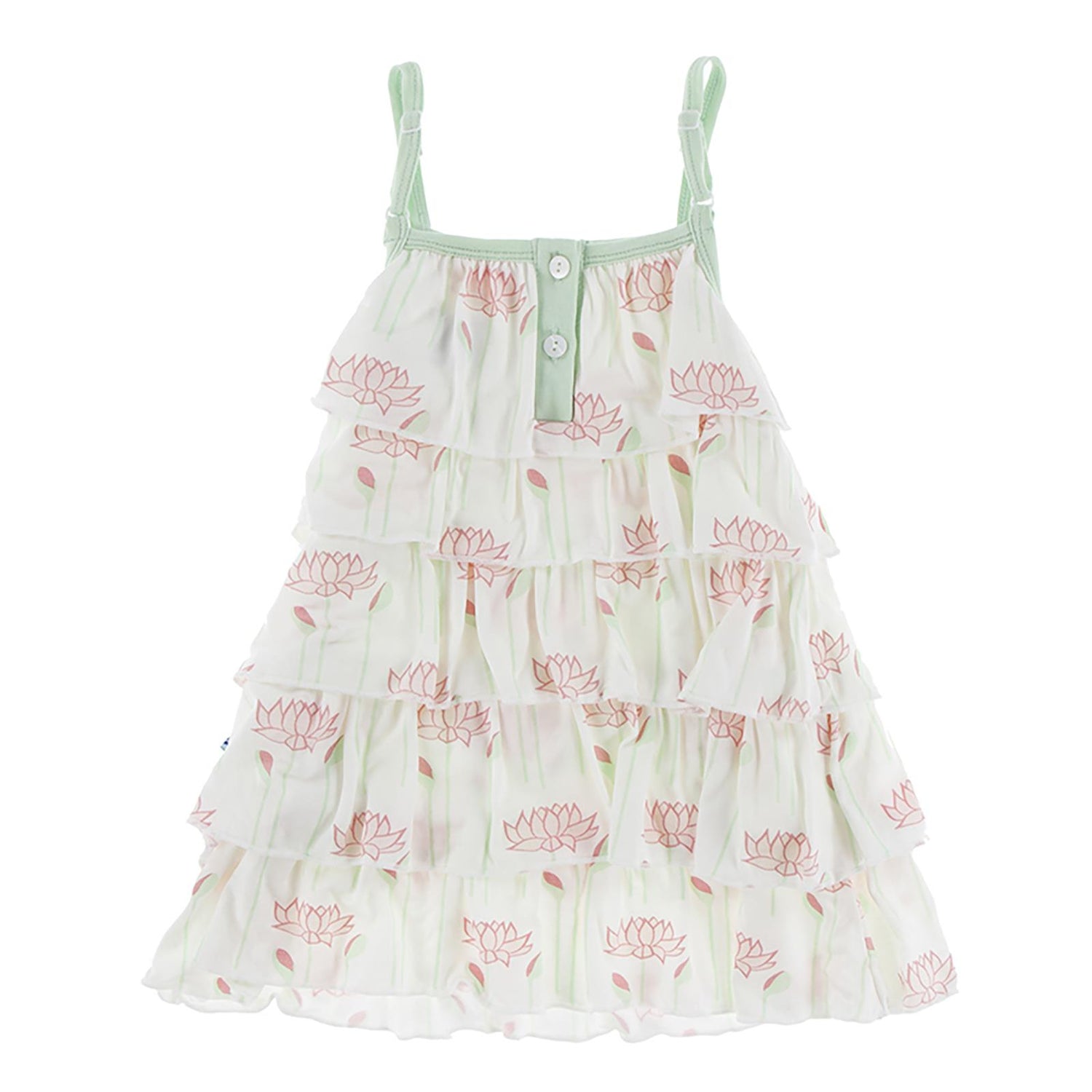 Print Tiered Ruffle Dress in Natural Lotus Flower (359008)