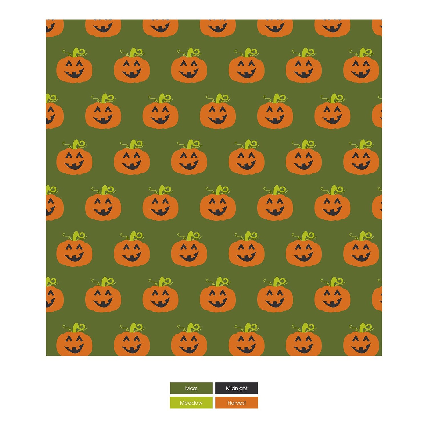 Print Classic Long Sleeve Swing Dress in Moss Jack O'Lantern