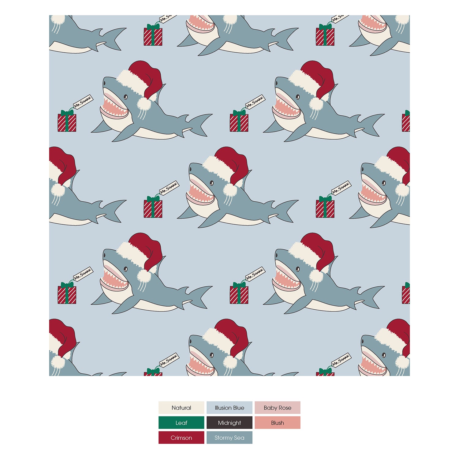 Print Convertible Sleeper with Zipper in Illusion Blue Holiday Sharks