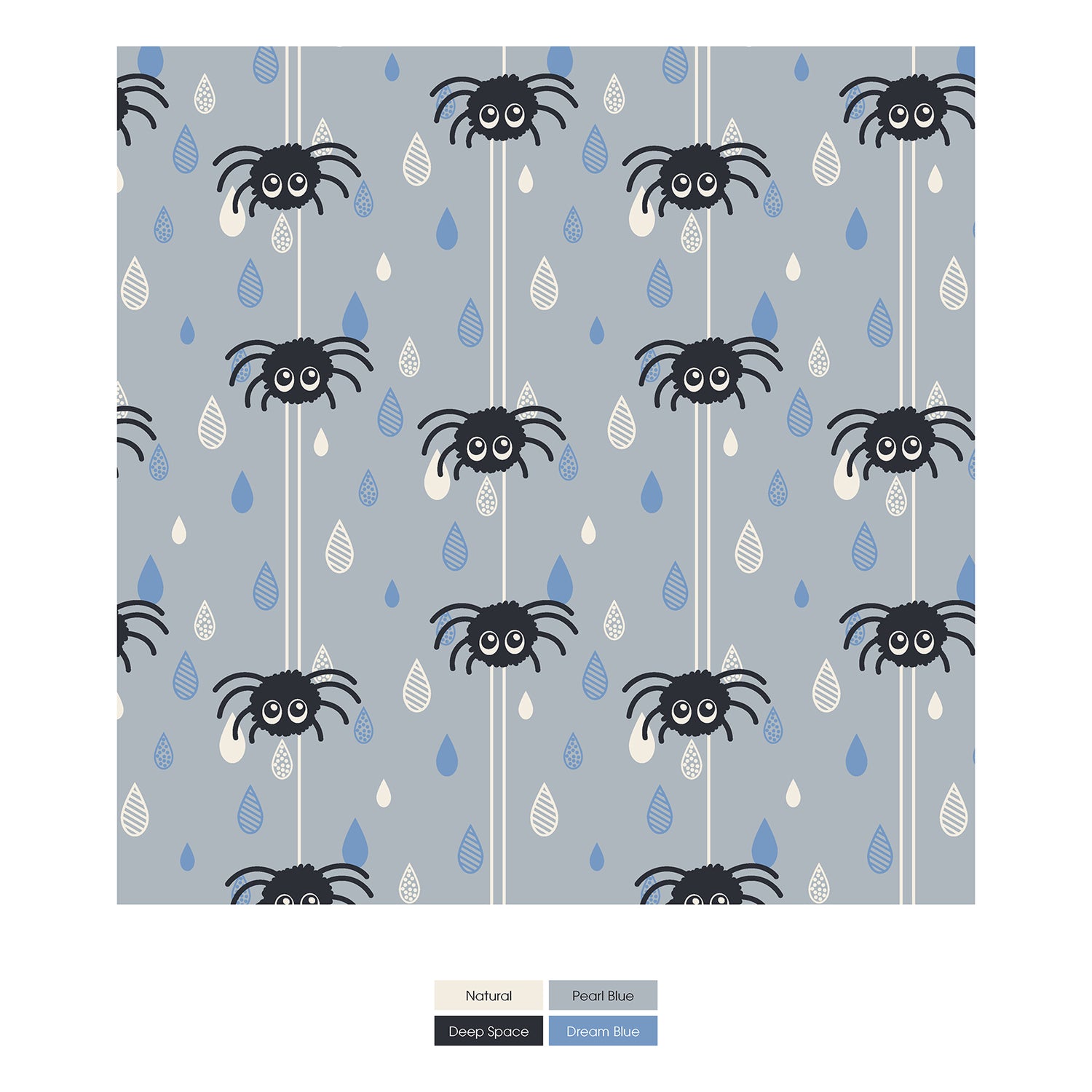 Print Convertible Sleeper with Zipper in Pearl Blue Itsy Bitsy Spider