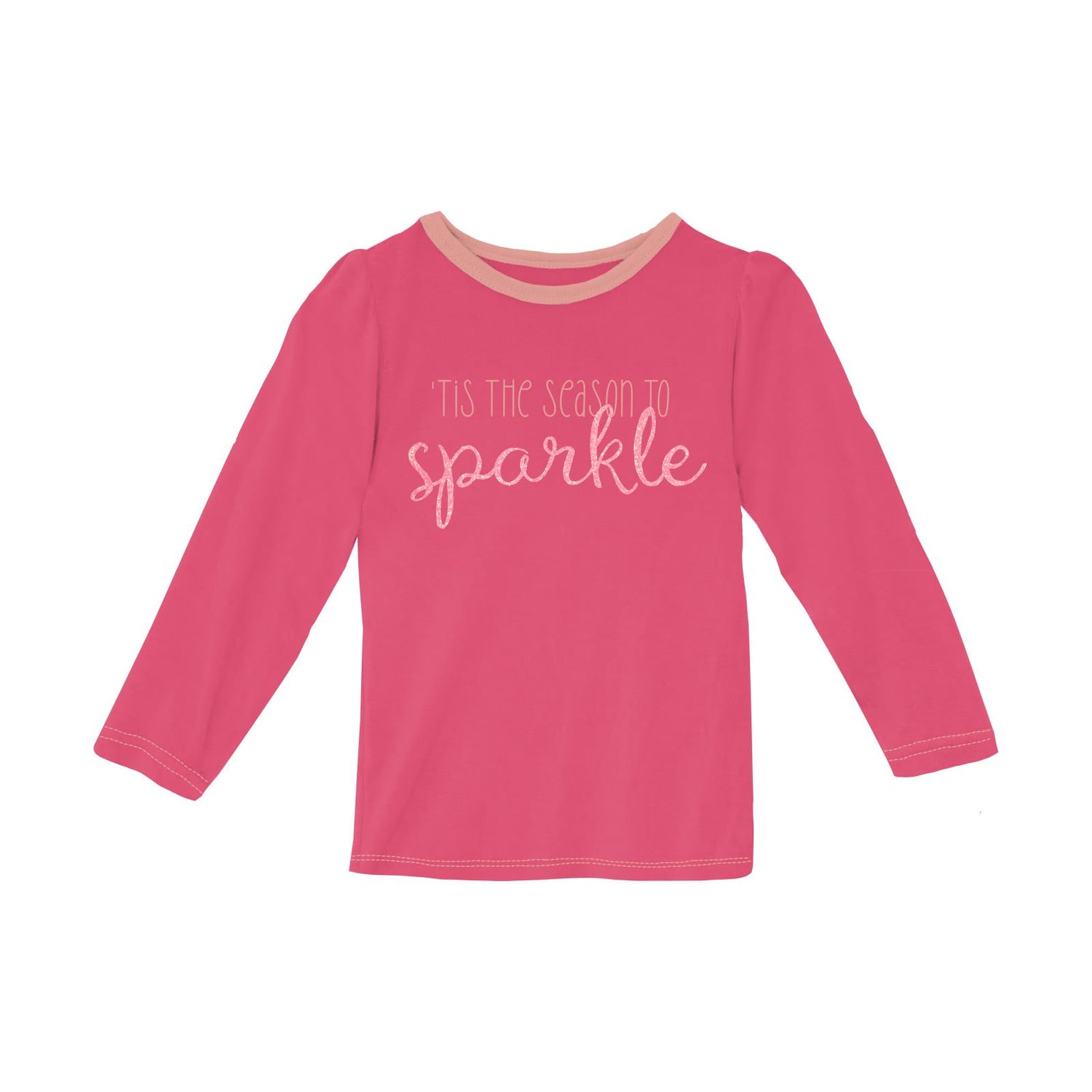 Long Sleeve Graphic Puff Tee in Winter Rose Sparkle