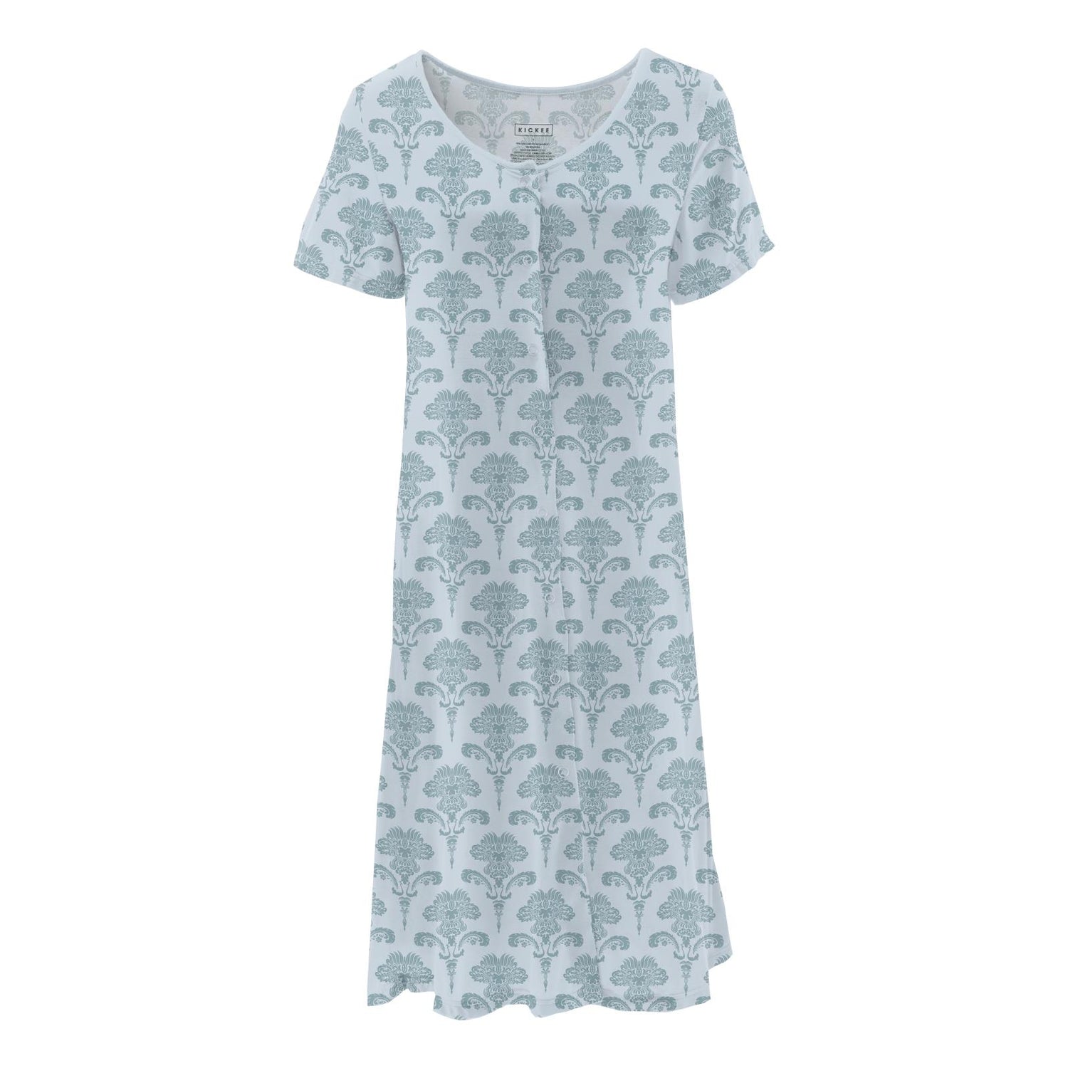 Women's Print Nursing Nightgown in Illusion Blue Damask