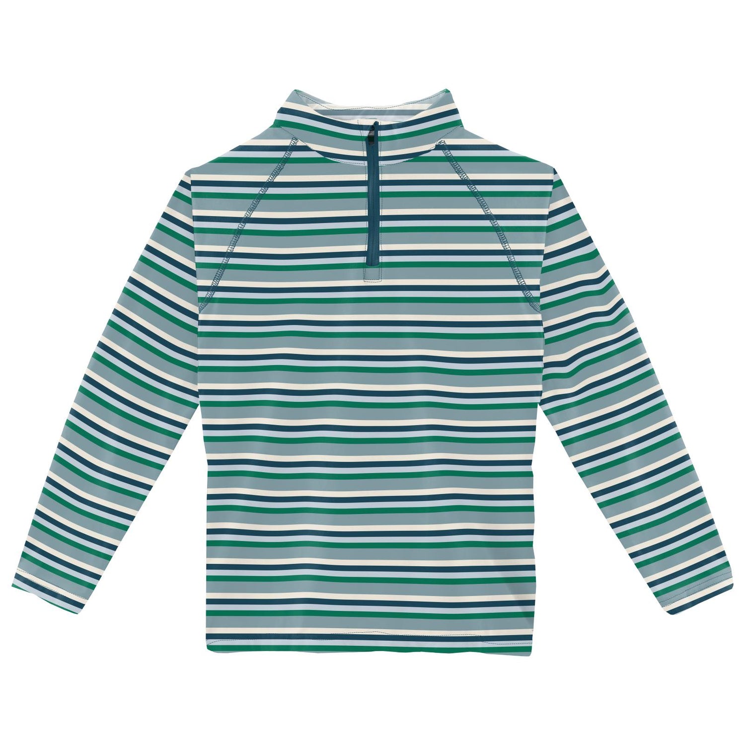 Print Long Sleeve Luxe Jersey Sport Tee in Stormy Sea Stripe