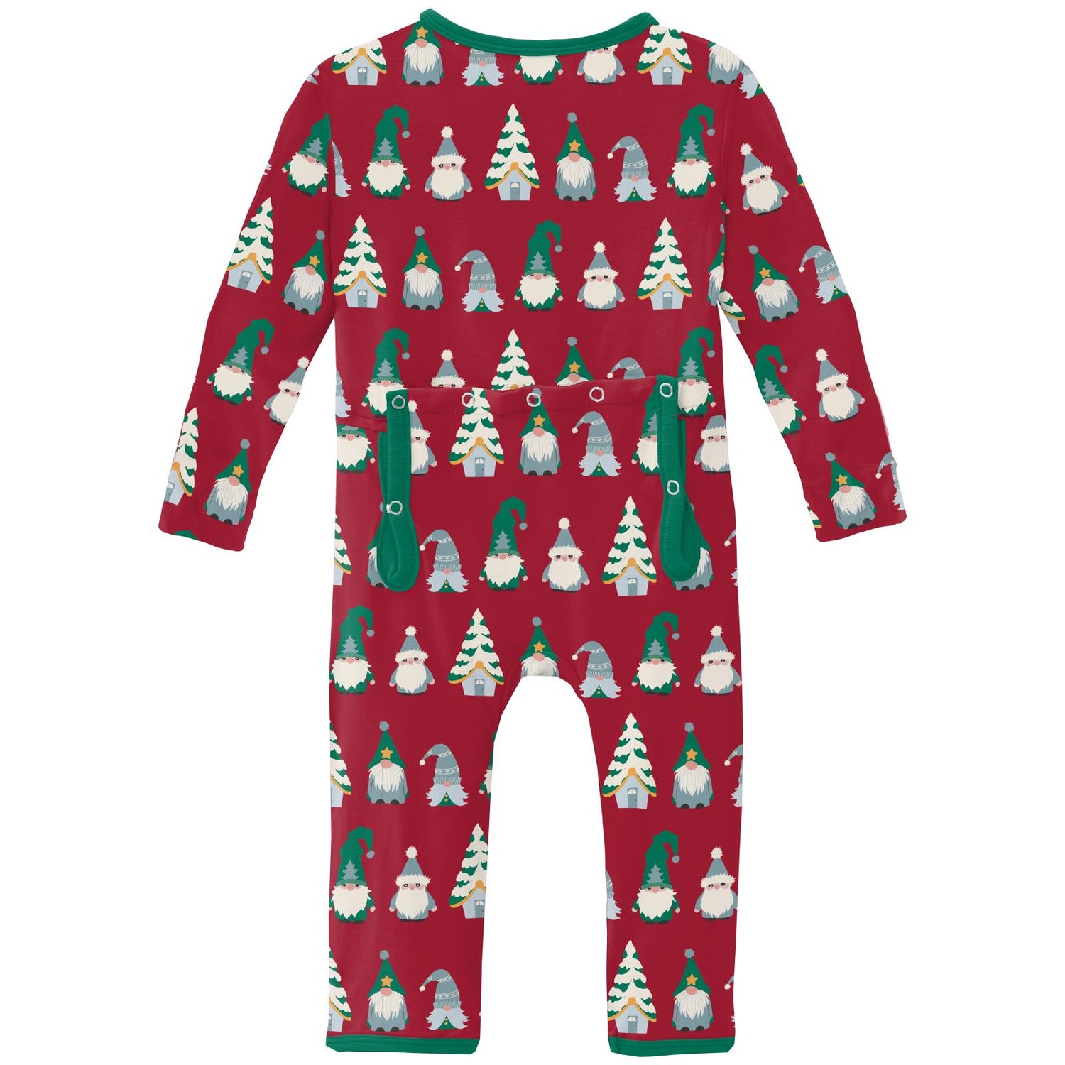 Print Coverall with 2 Way Zipper in Crimson Gnomes