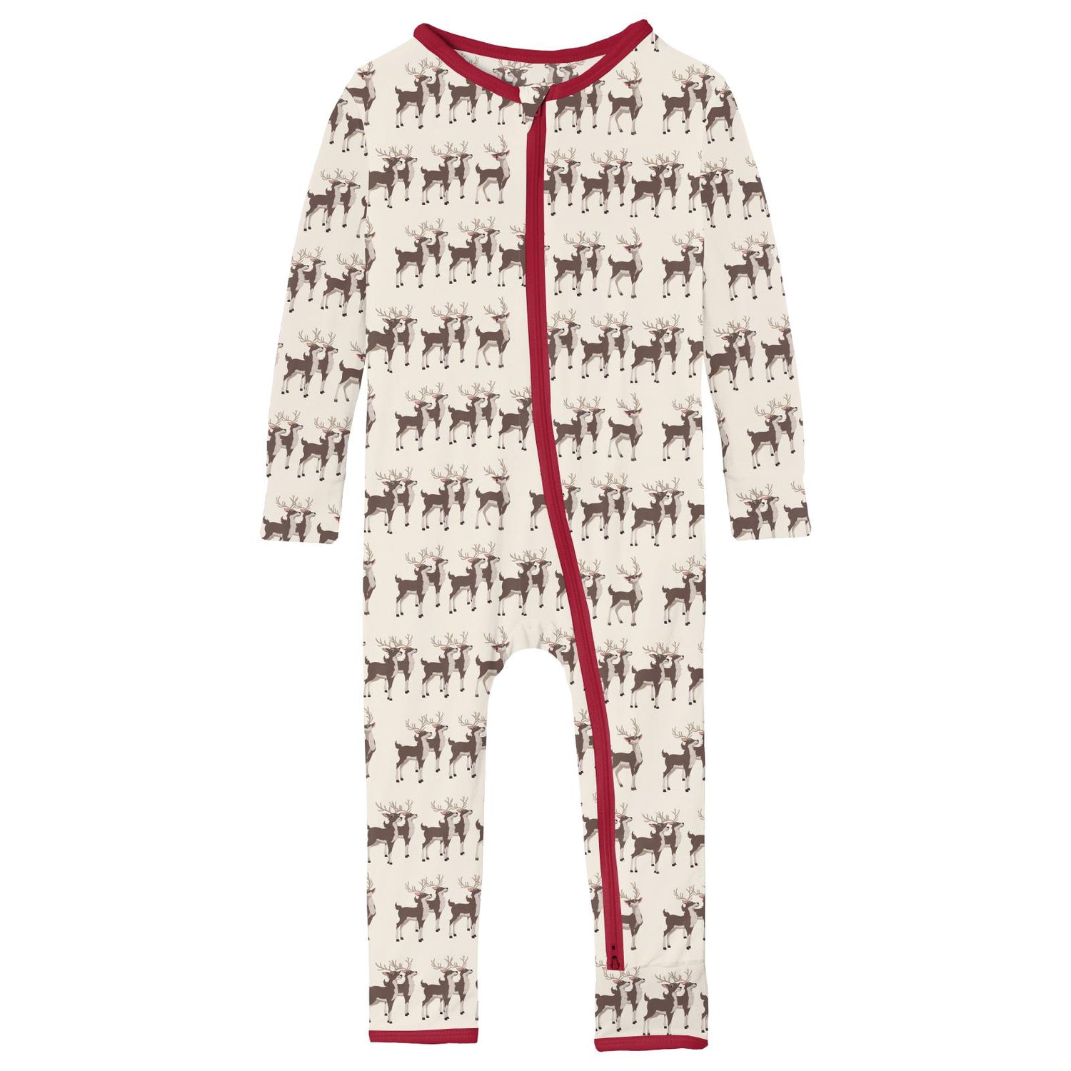 Print Coverall with 2 Way Zipper in Natural Rudolph