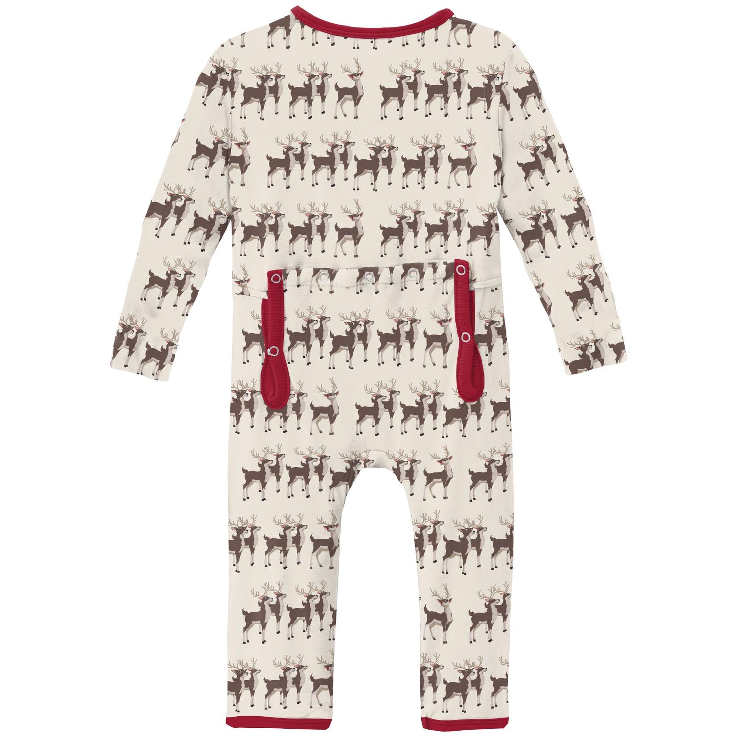 Print Coverall with 2 Way Zipper in Natural Rudolph