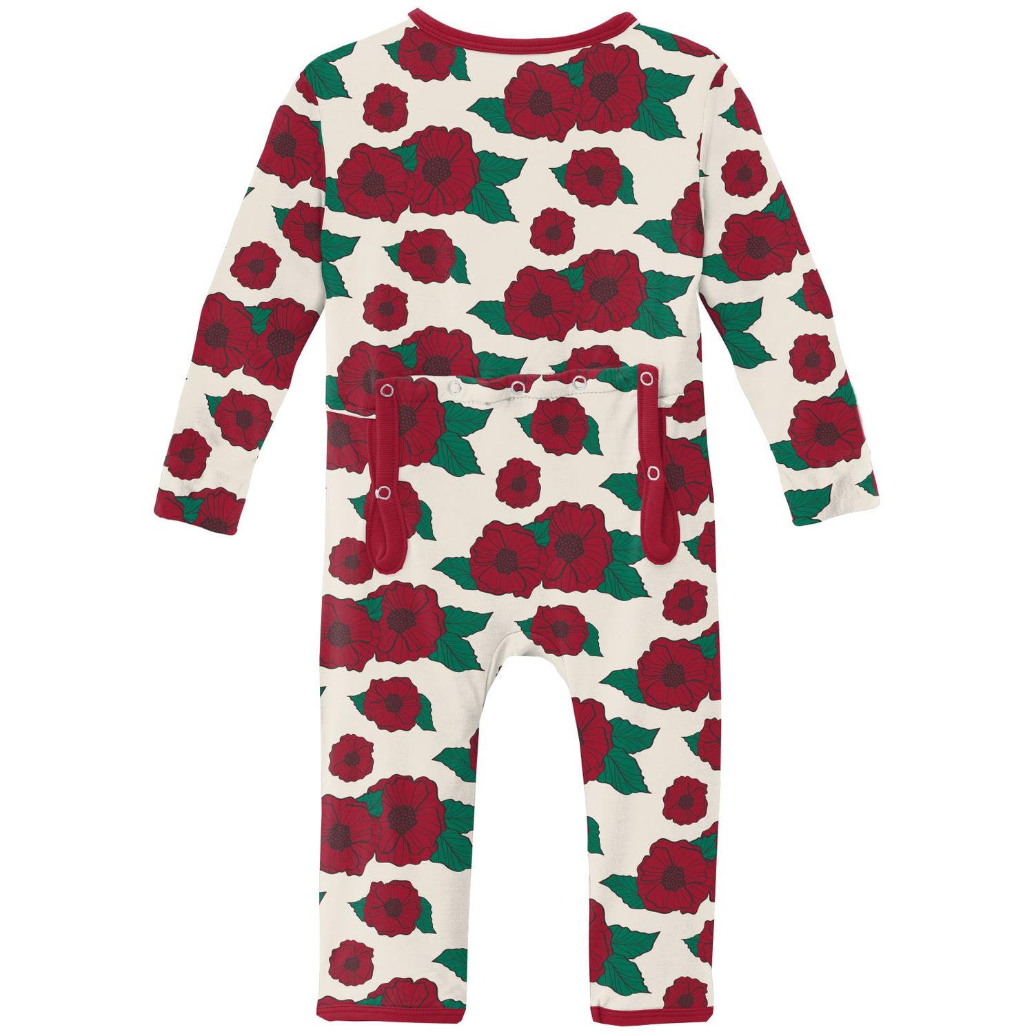 Print Coverall with 2 Way Zipper in Holiday Poppies