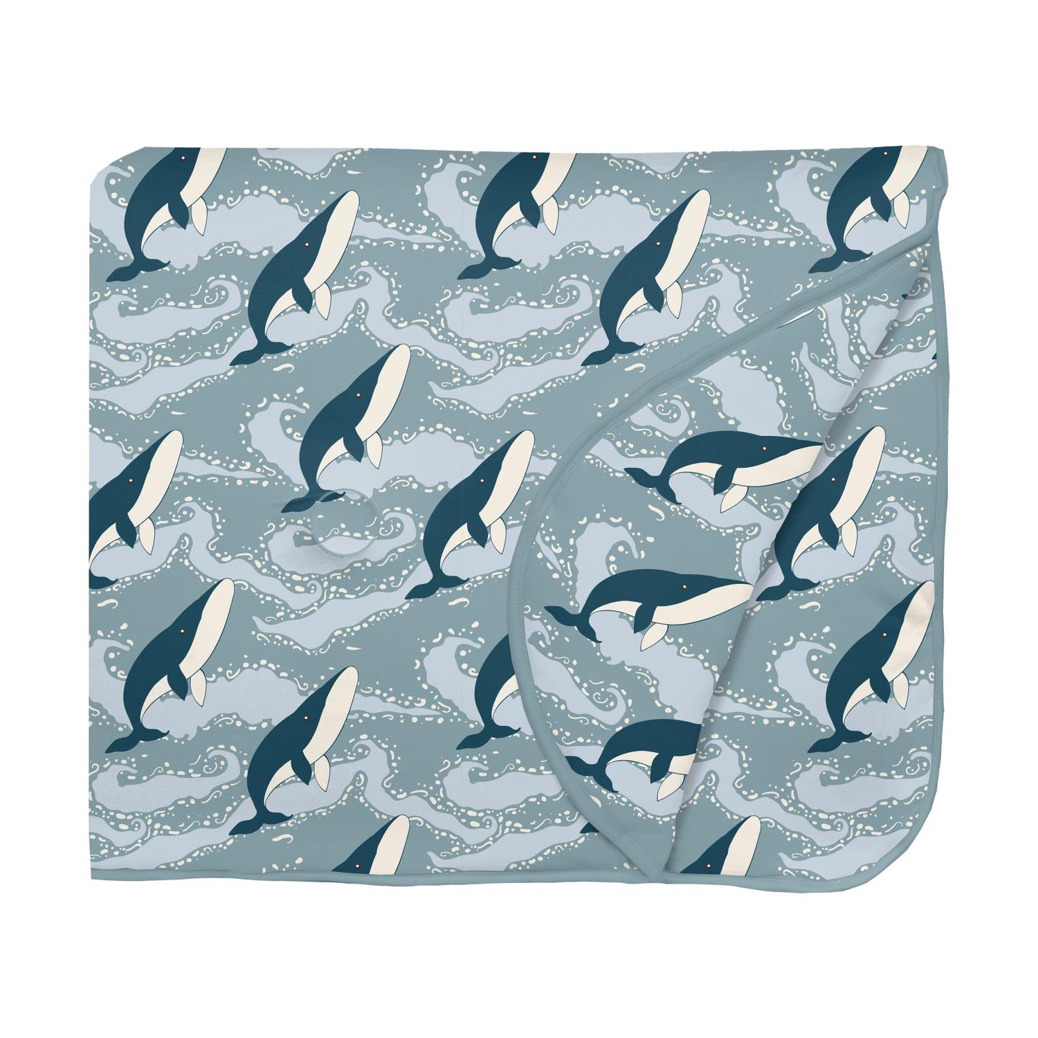 Print Fluffle Throw Blanket with Embroidery in Stormy Sea Splashing Whales