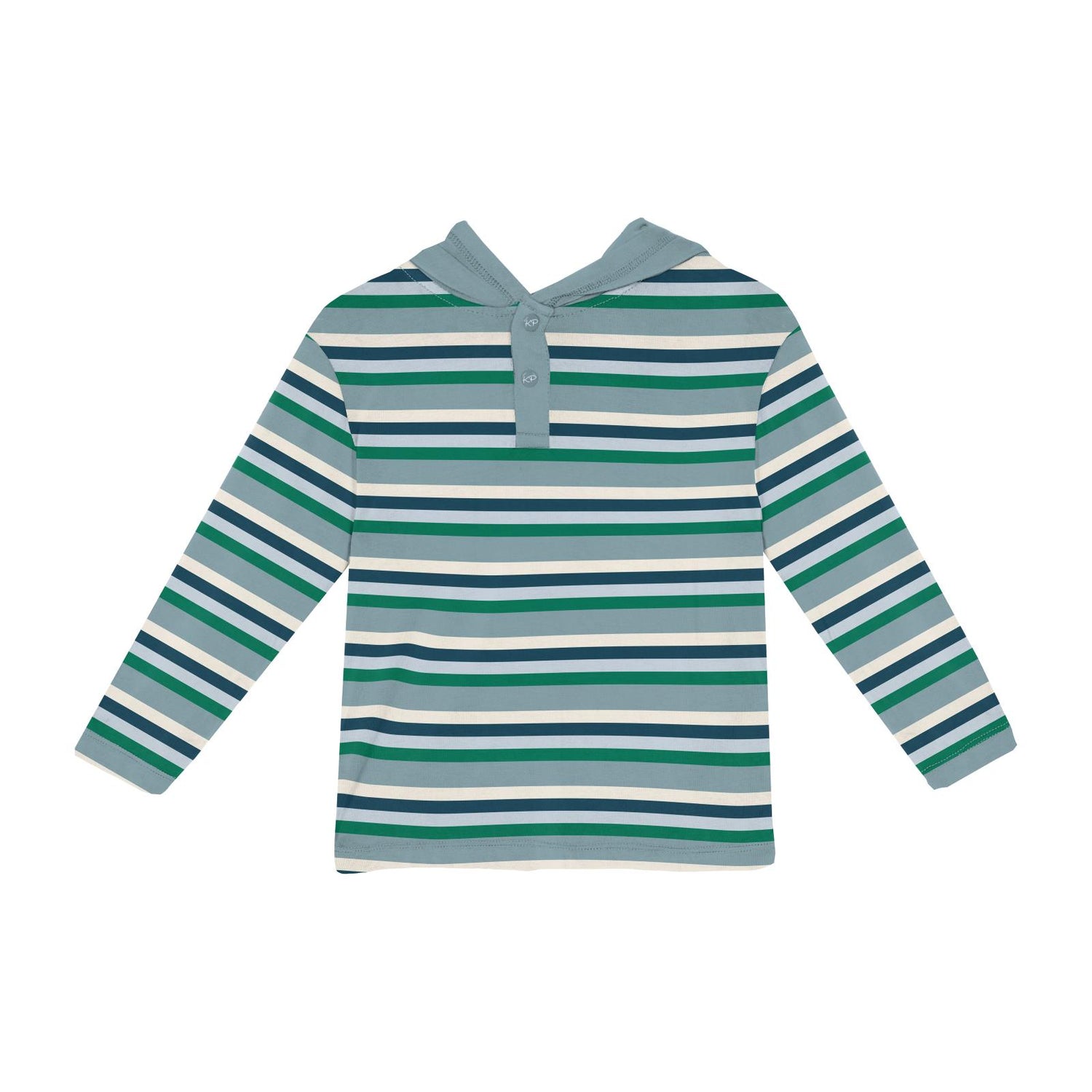 Print Long Sleeve Hoodie Tee in Stormy Sea Stripe