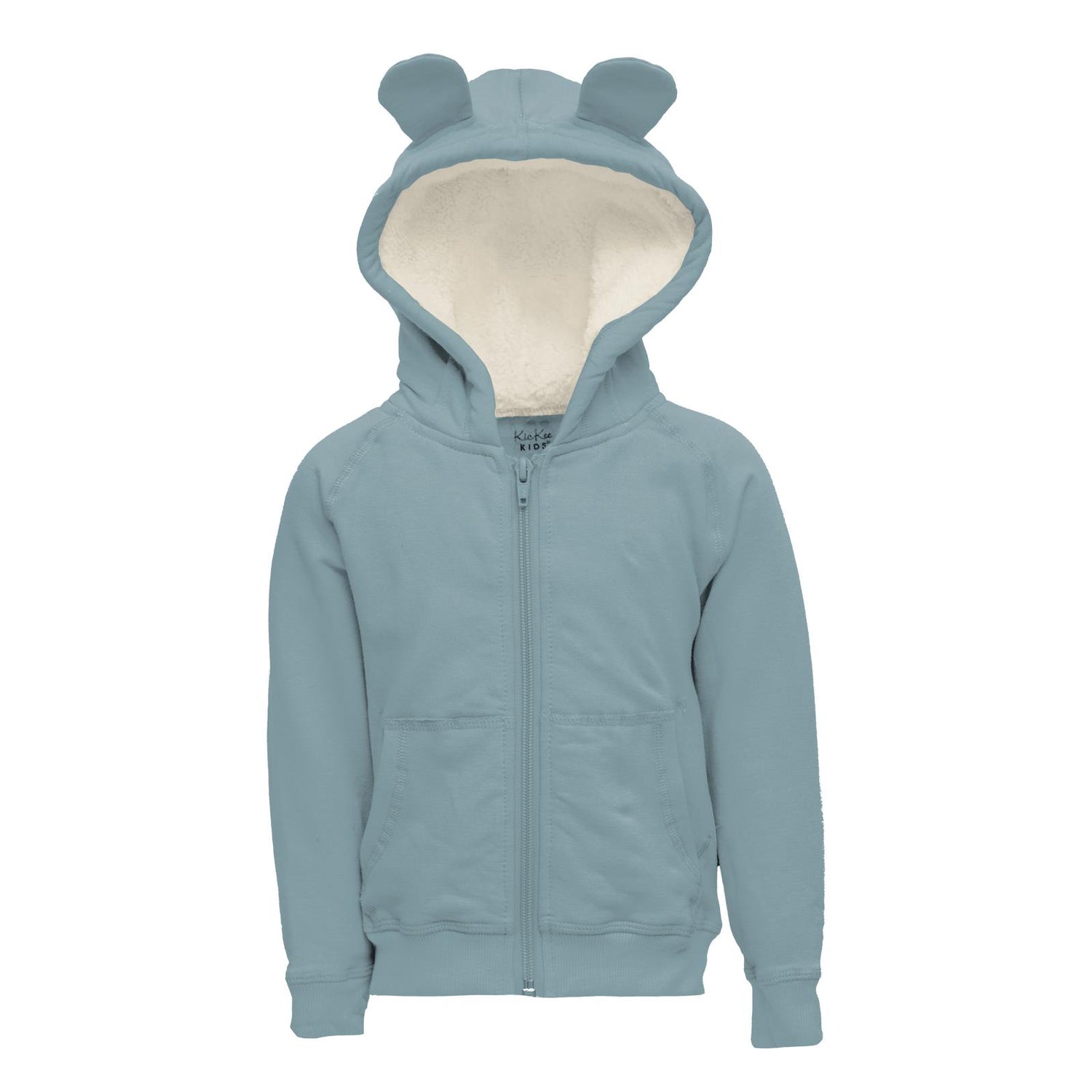 Fleece Zip-Front Hoodie with Ears in Stormy Sea