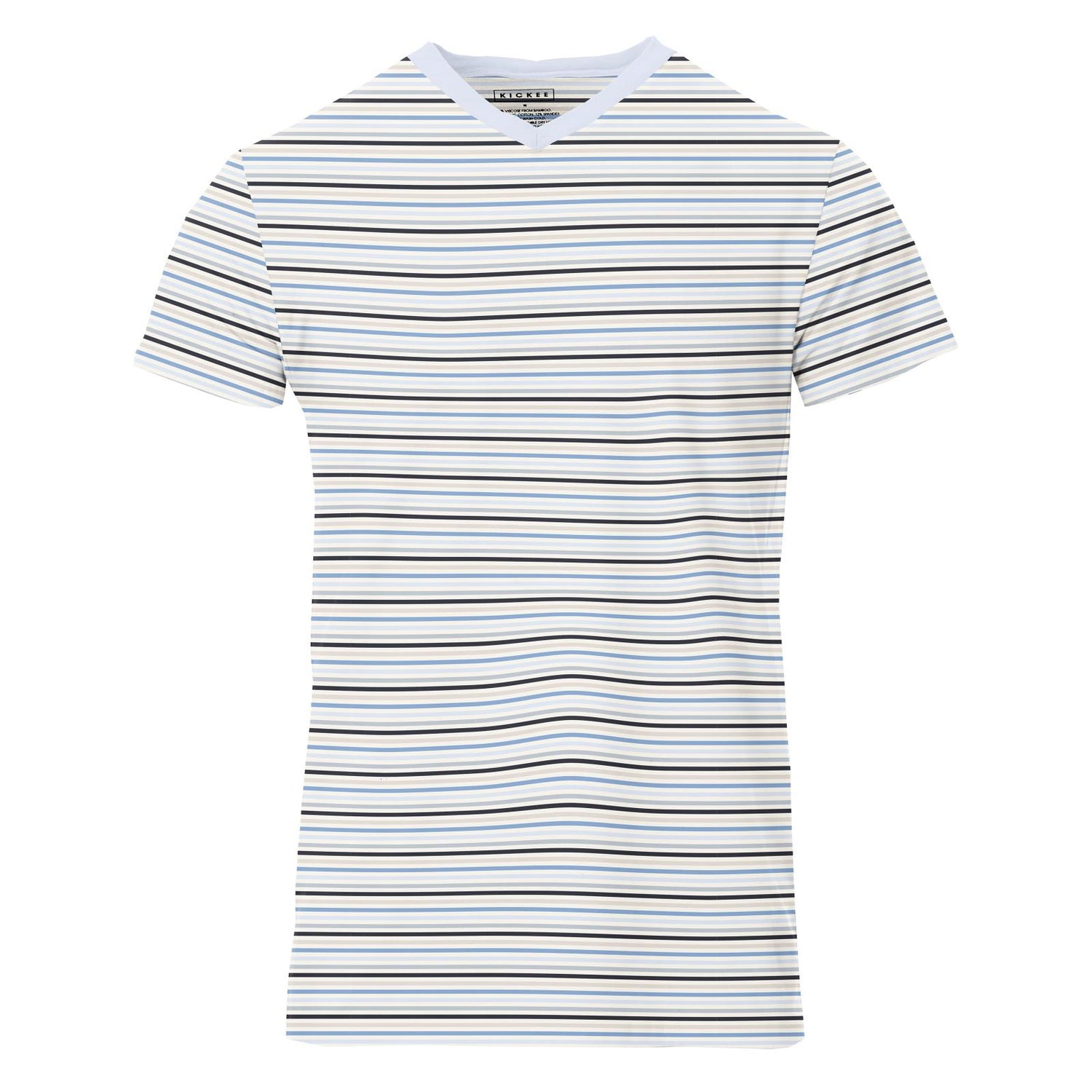 Men's Print Short Sleeve V-Neck Tee in Rhyme Stripe