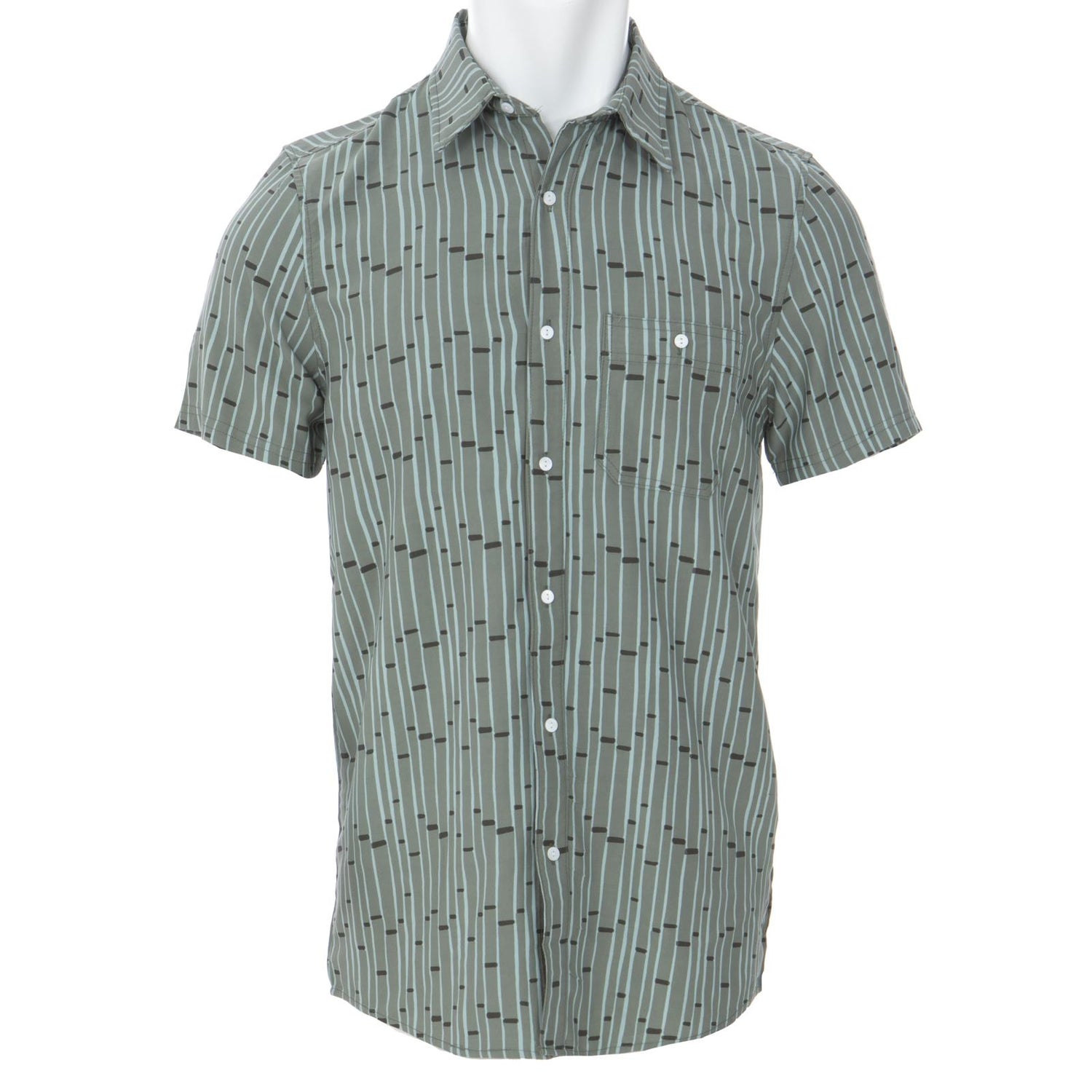 Men's Print Short Sleeve Woven Button Down Shirt in Succulent Bamboo