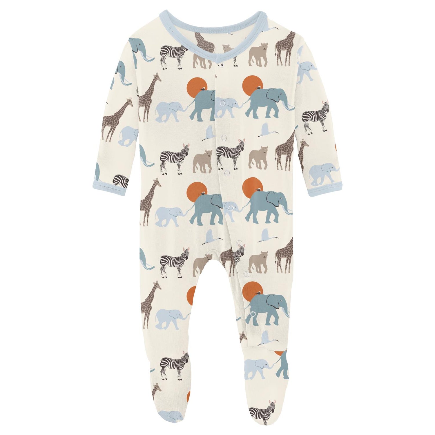 Print Footie with Snaps in Natural Just So Animals