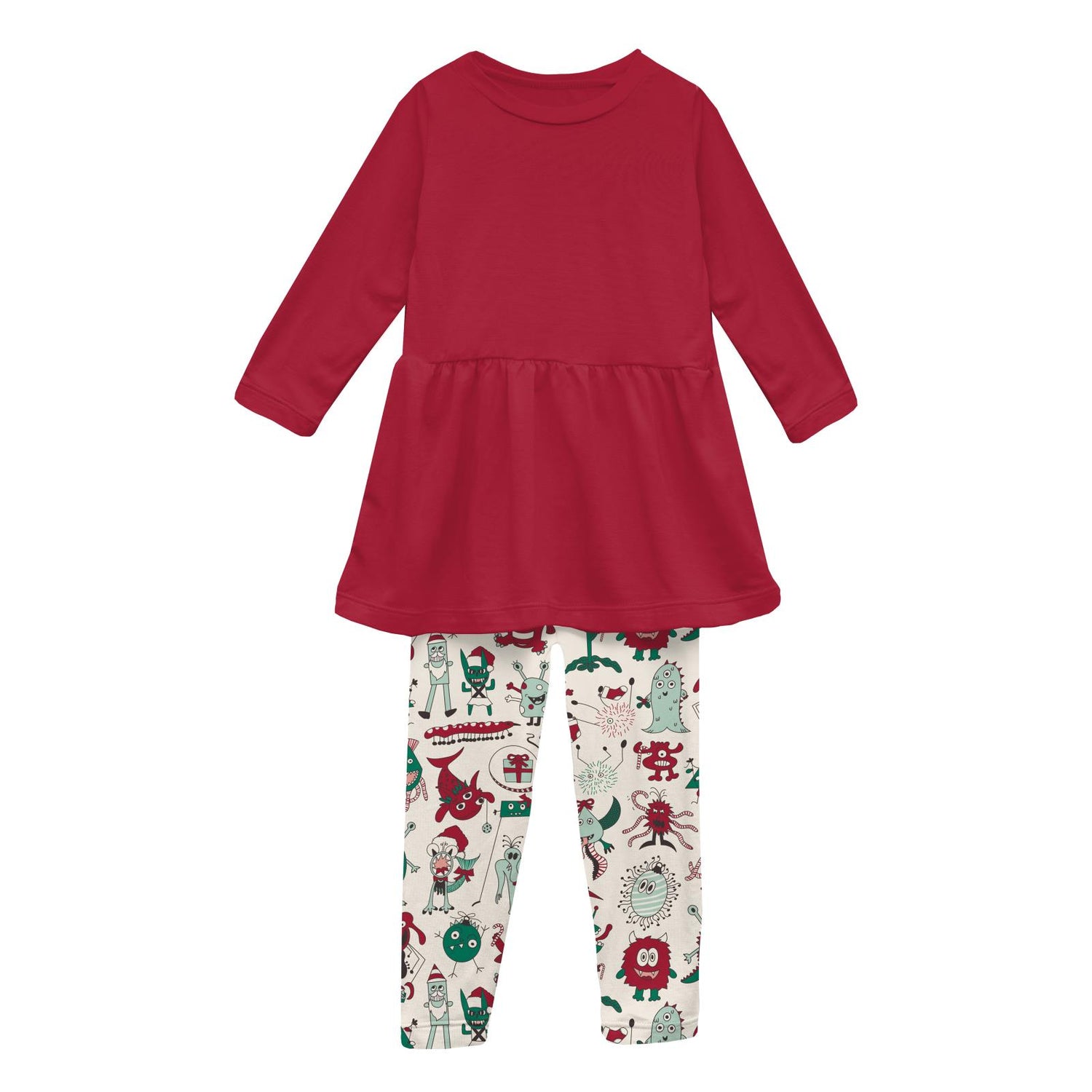 Print Long Sleeve Playtime Outfit Set in Merry Monsters