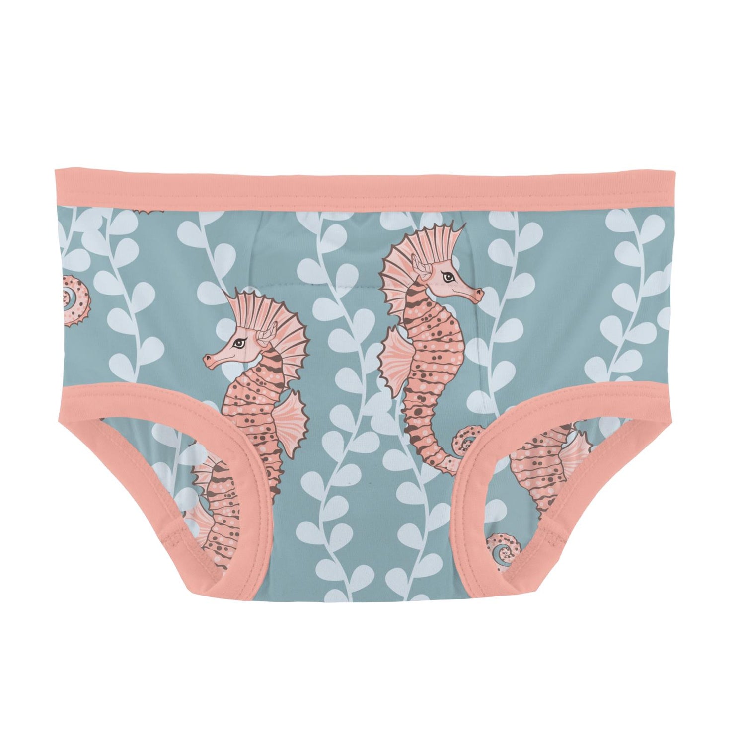 Print Training Pants Set of 2 in Stormy Sea Seahorses & Blush Puffer Family