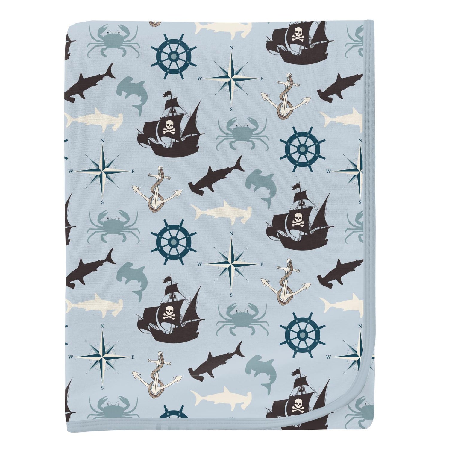 Print Swaddling Blanket in Illusion Blue Pirate Adventure