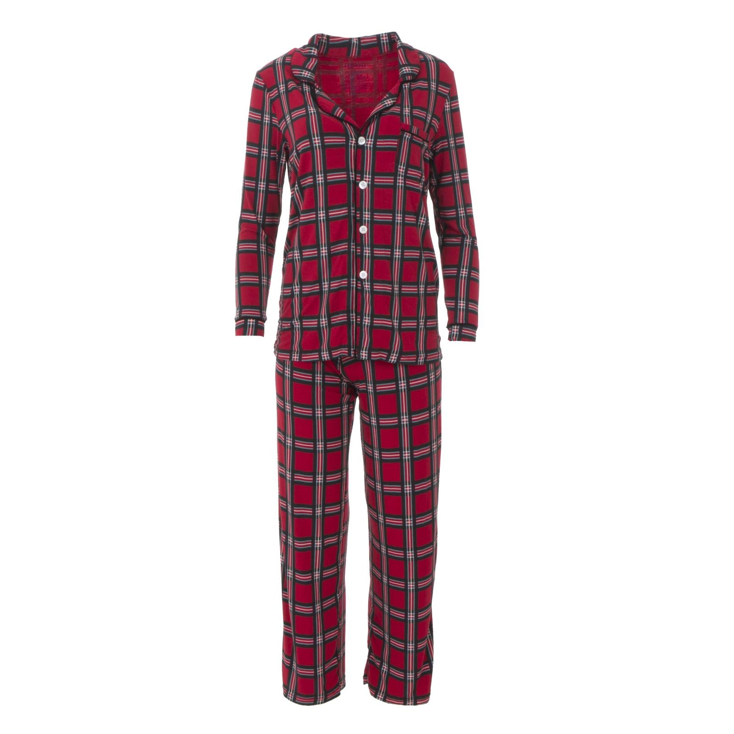 Women's Print Long Sleeve Collared Pajama Set in Classic Holiday Plaid (274991)