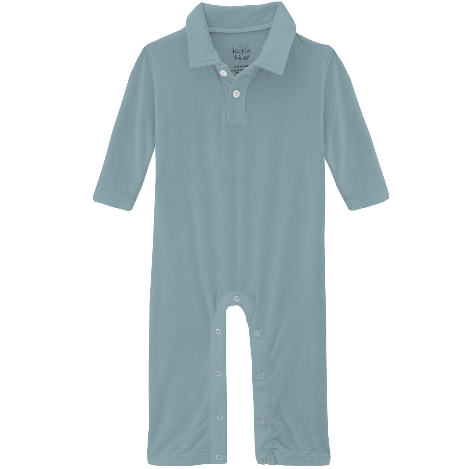 Long Sleeve Polo Romper in Stormy Sea