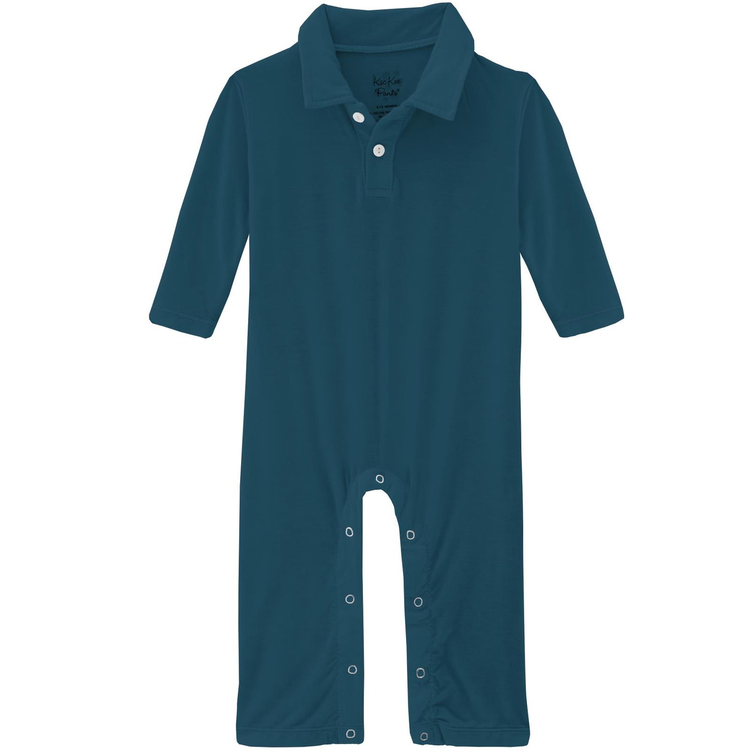 Long Sleeve Polo Romper in Peacock