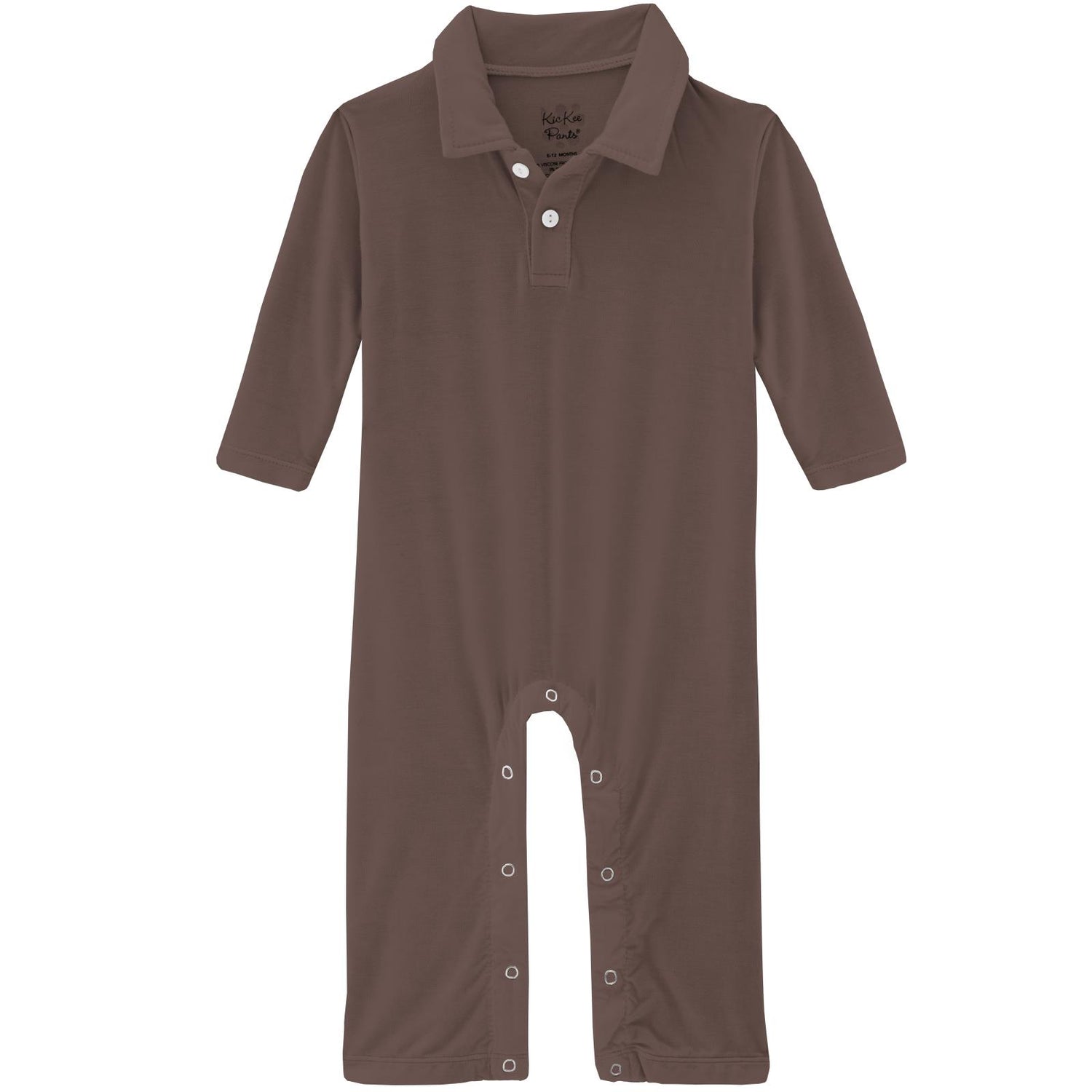 Long Sleeve Polo Romper in Coffee