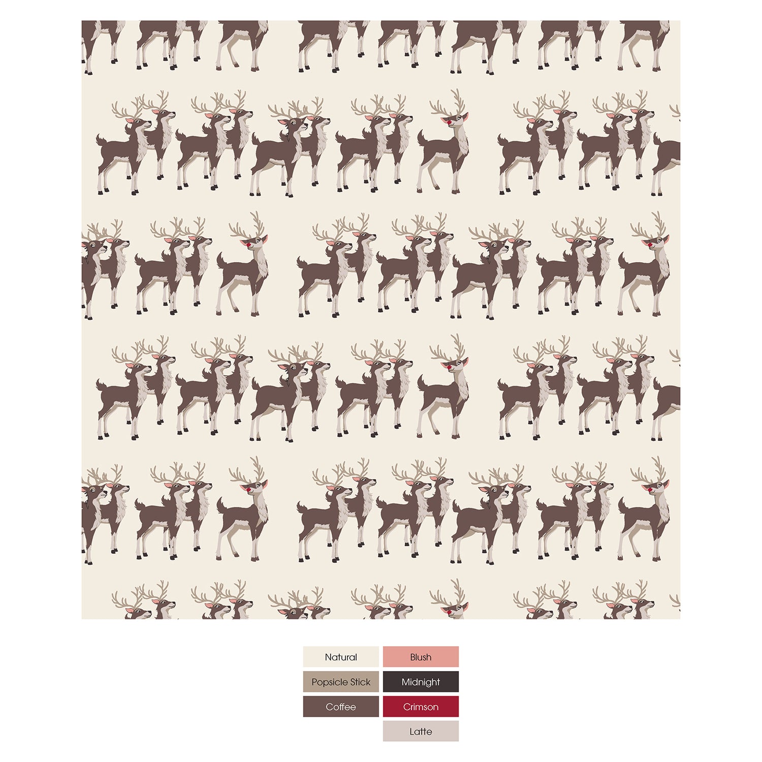 Print Sherpa-Lined Throw Blanket in Natural Rudolph