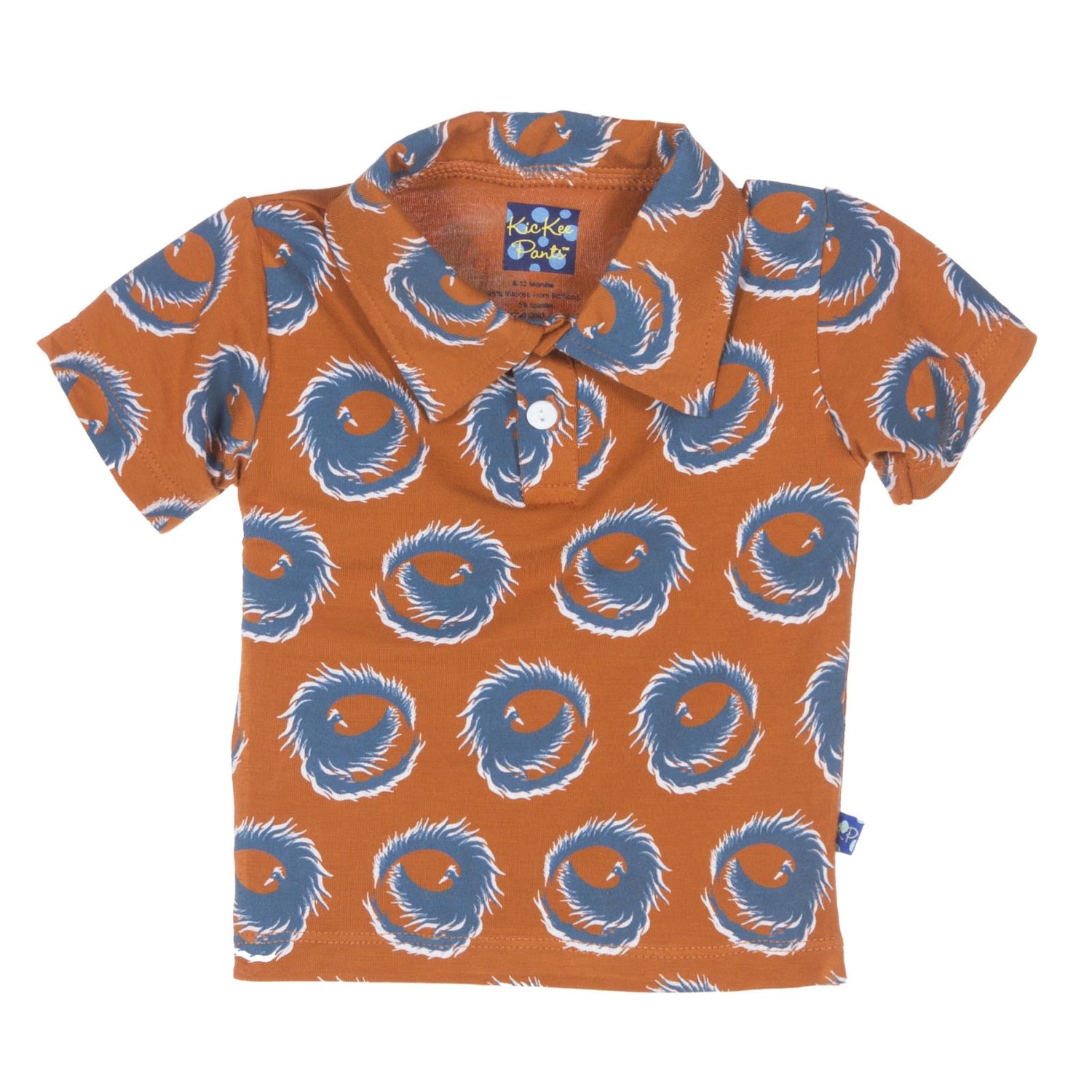 Print Short Sleeve Polo in Fiery Phoenix