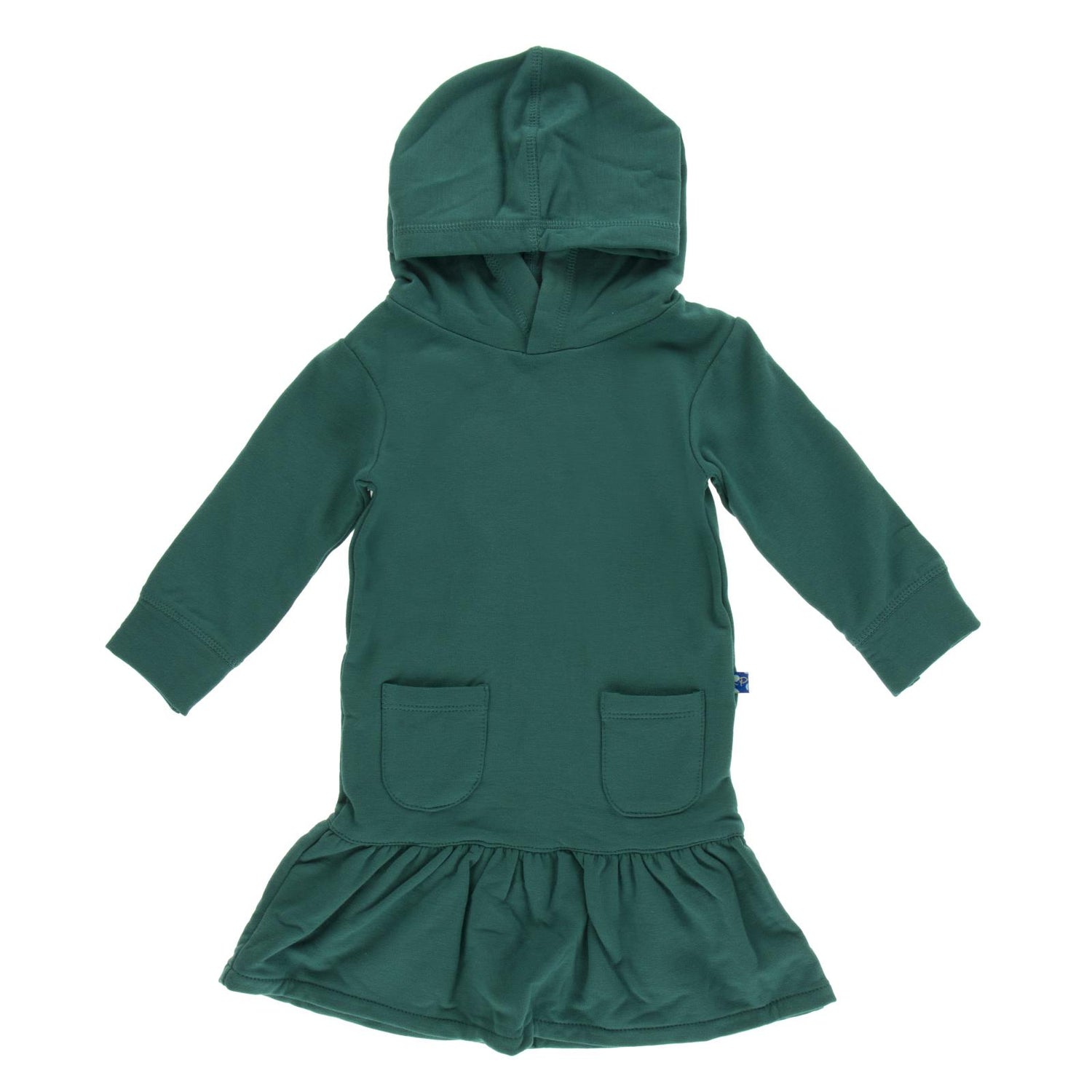 Long Sleeve Fleece Hoodie Dress in Ivy