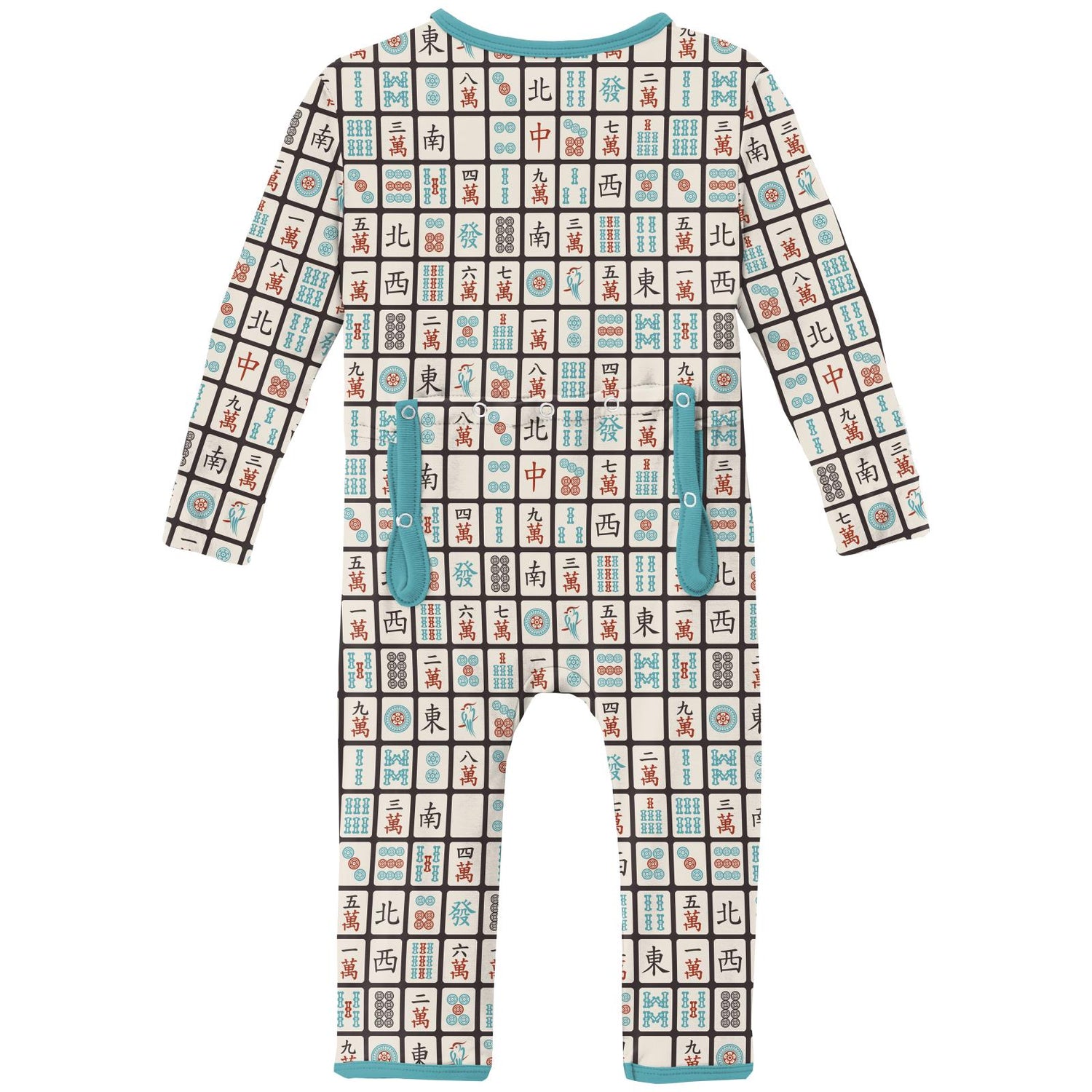 Print Coverall with Zipper in Midnight Mahjong