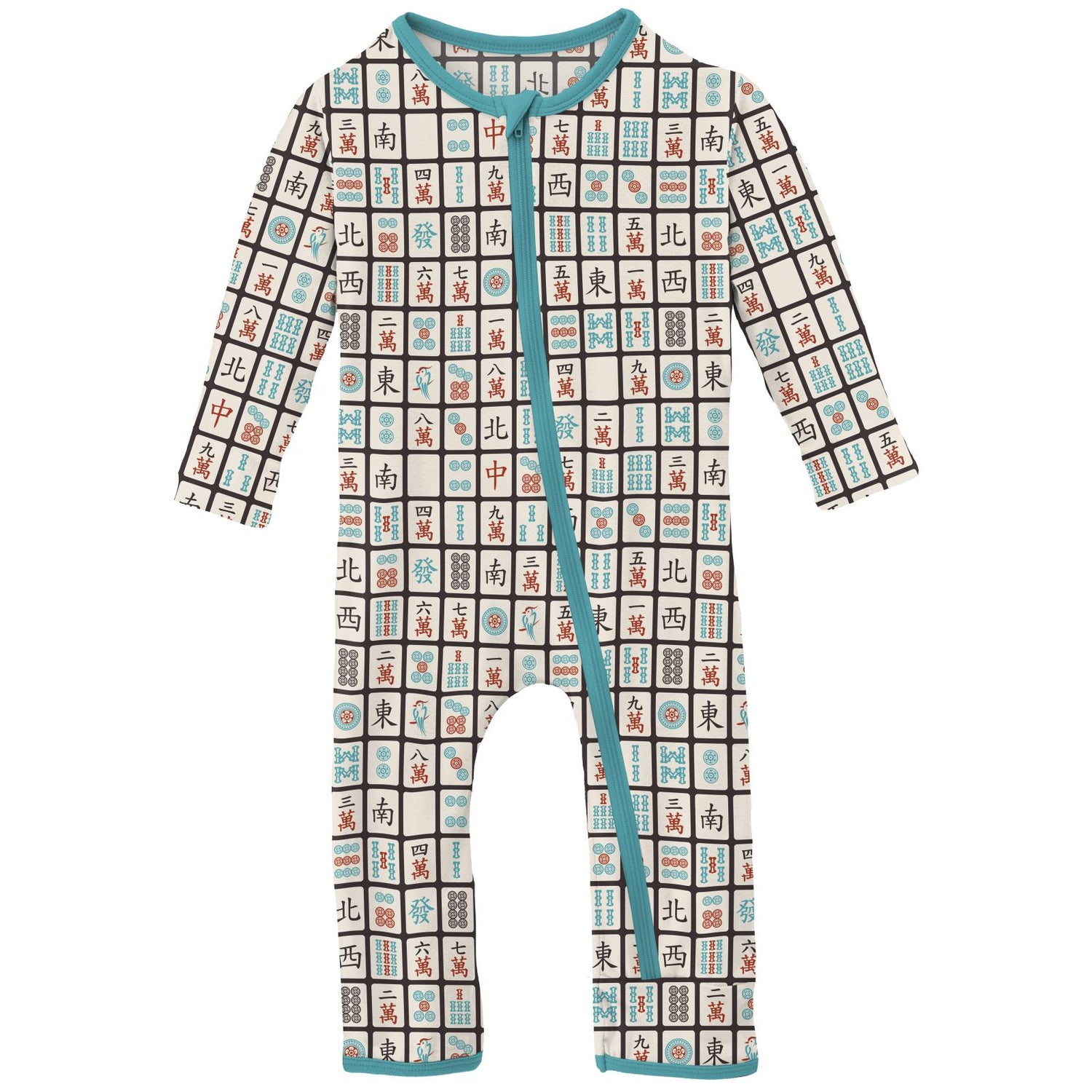 Print Coverall with Zipper in Midnight Mahjong