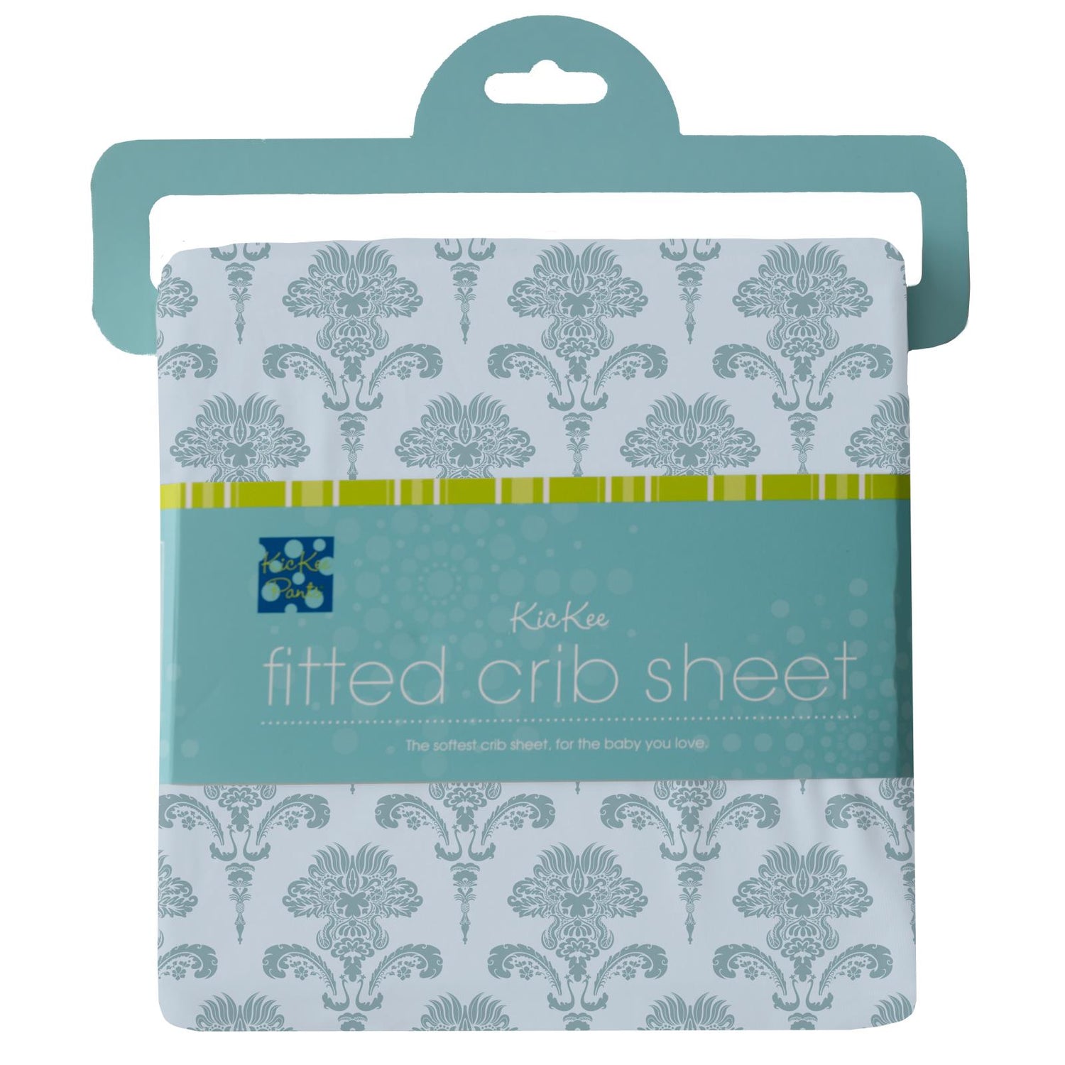 Print Grow with me Crib to Twin Fitted Sheet in Illusion Blue Damask