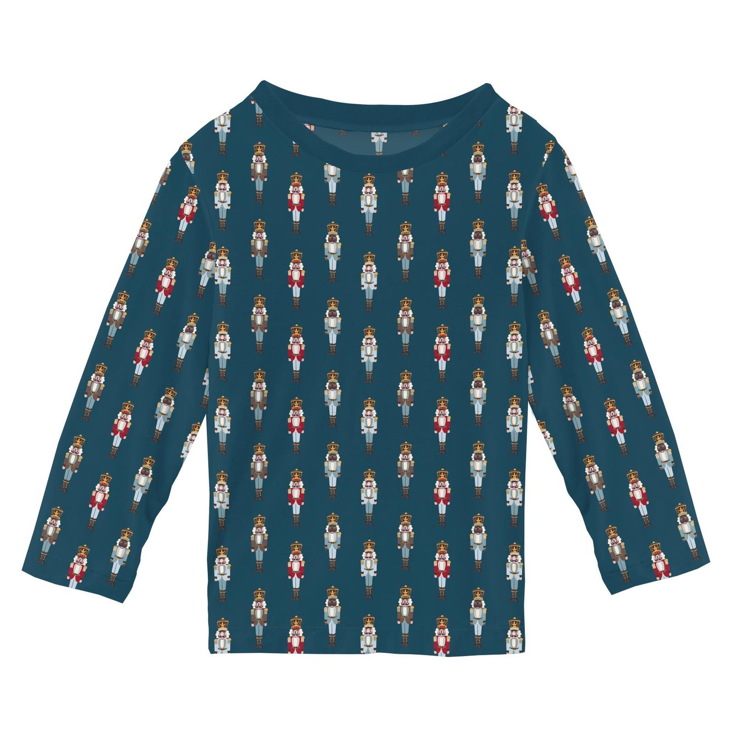 Print Long Sleeve Crew Neck Tee in Peacock Nutcrackers