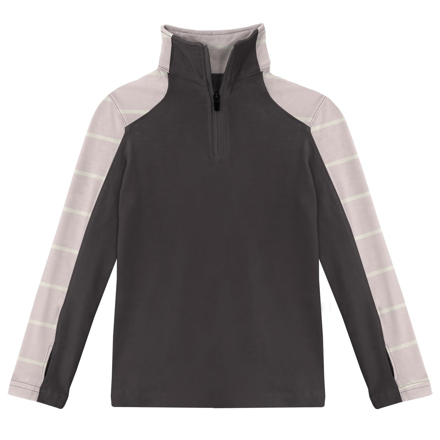 Print Long Sleeve Luxe Sport Tee with Thumbhole in Macaroon Road Trip Stripe