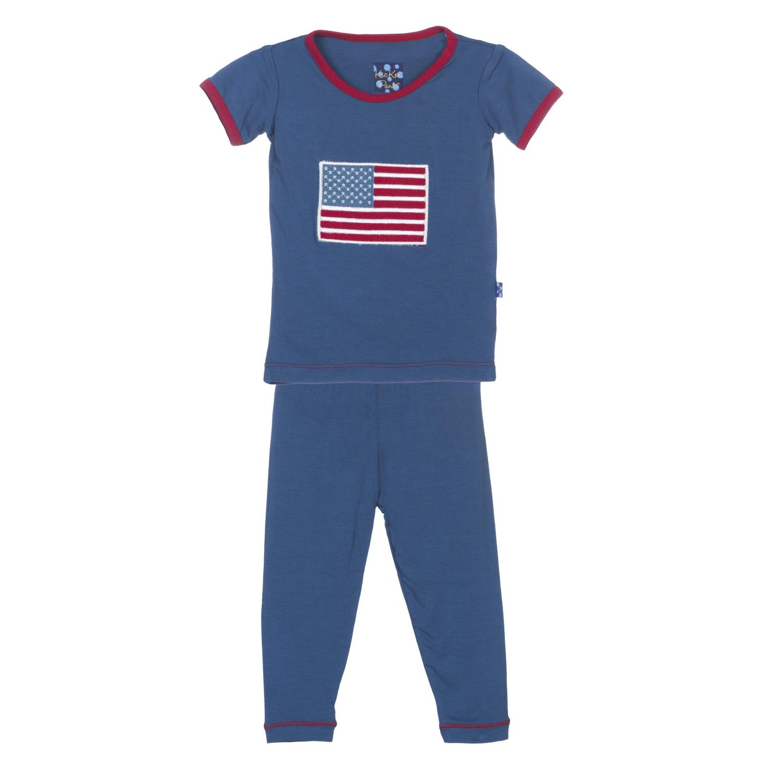 Short Sleeve Applique Pajama Set in Twilight American Flag