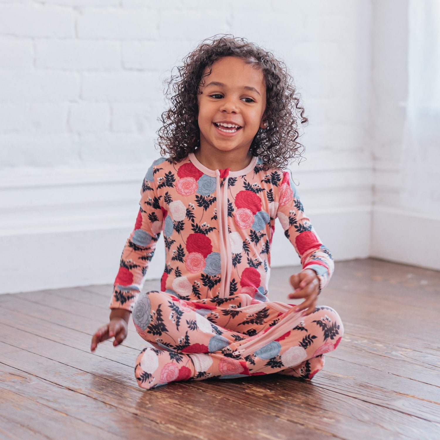 Print Footie with 2 Way Zipper in Blush Enchanted Floral
