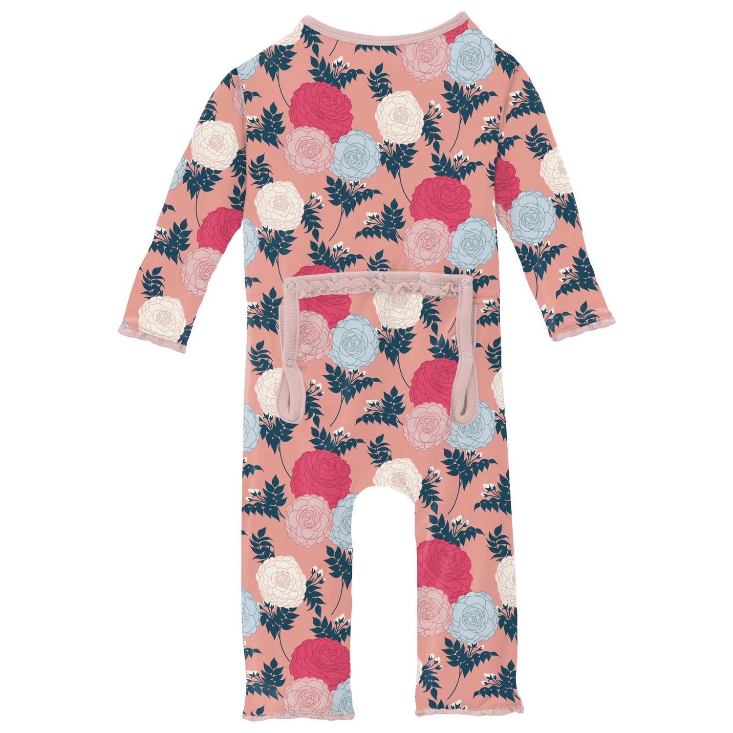 Print Muffin Ruffle Coverall with 2 Way Zipper in Blush Enchanted Floral