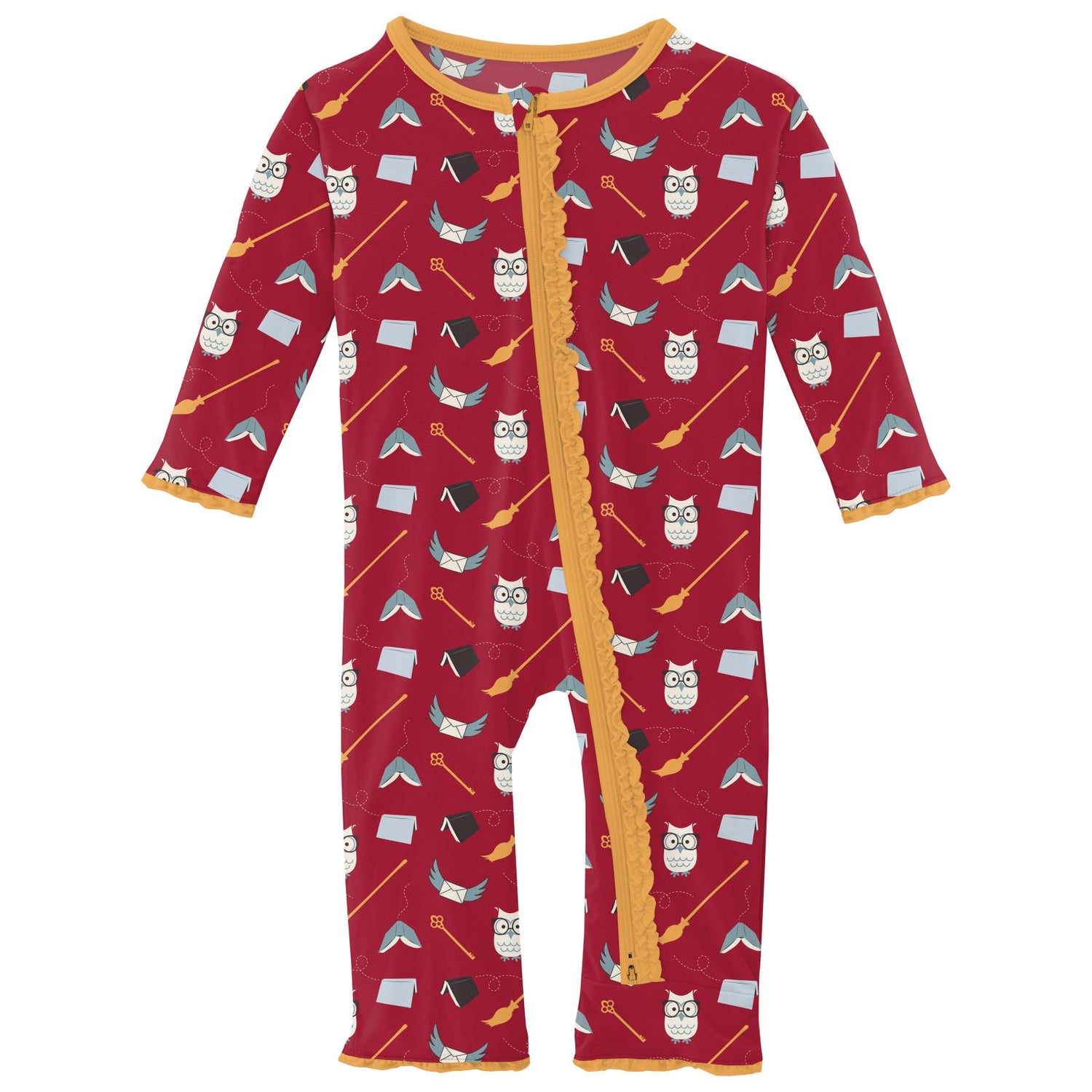 Print Muffin Ruffle Coverall with 2 Way Zipper in Crimson Magical World