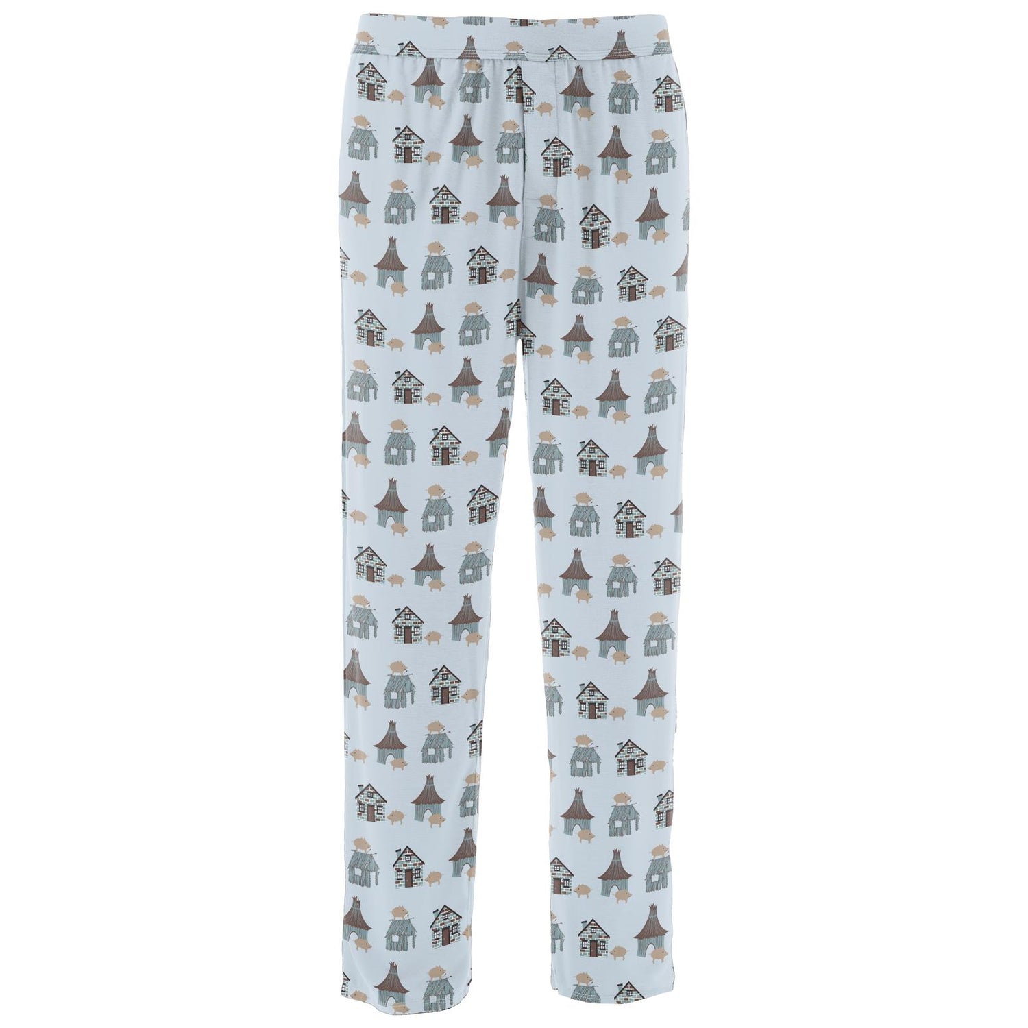 Men's Print Pajama Pants in Illusion Blue Three Little Pigs