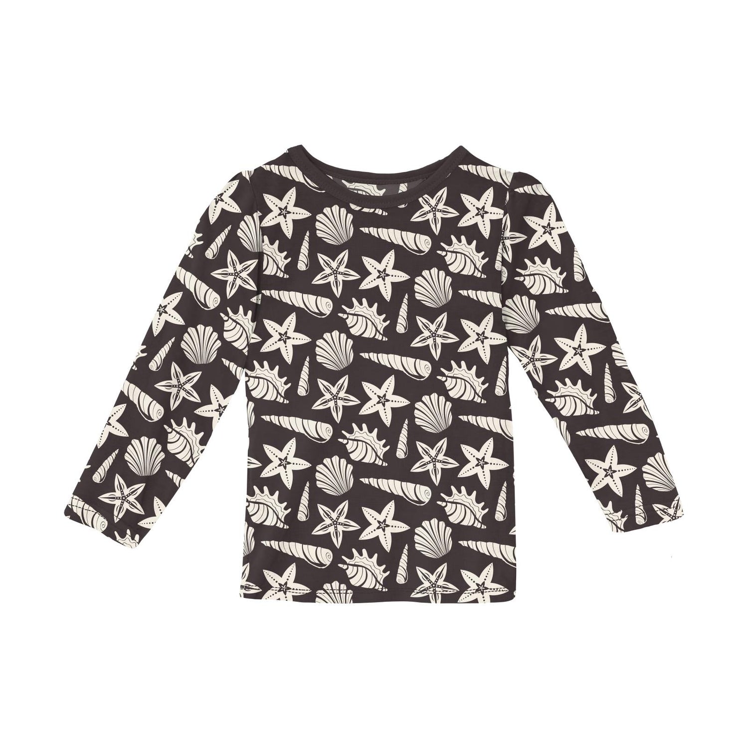 Print Long Sleeve Puff Tee in Midnight Shells & Starfish