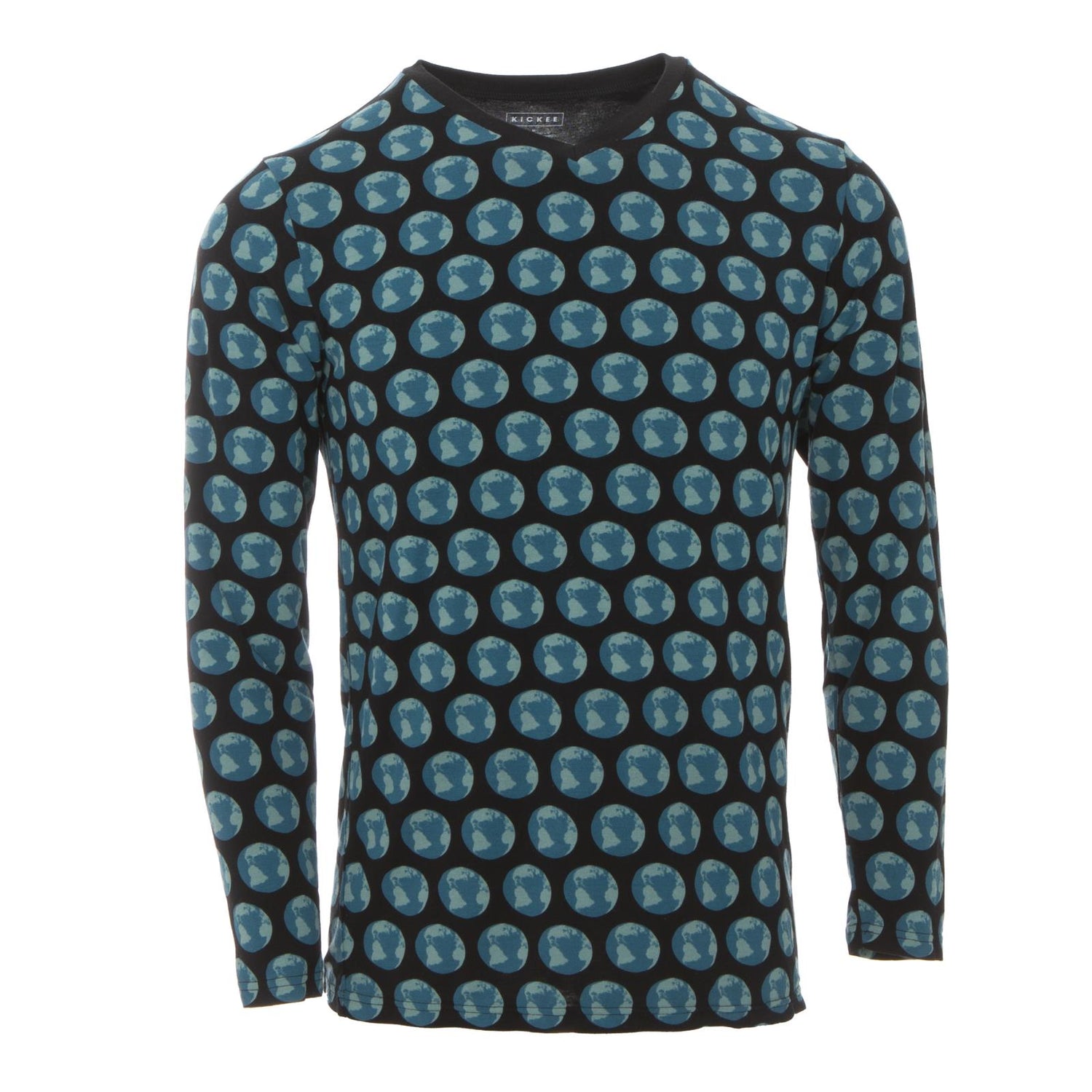 Men's Print Long Sleeve V-Neck Tee in Midnight Environmental Protection