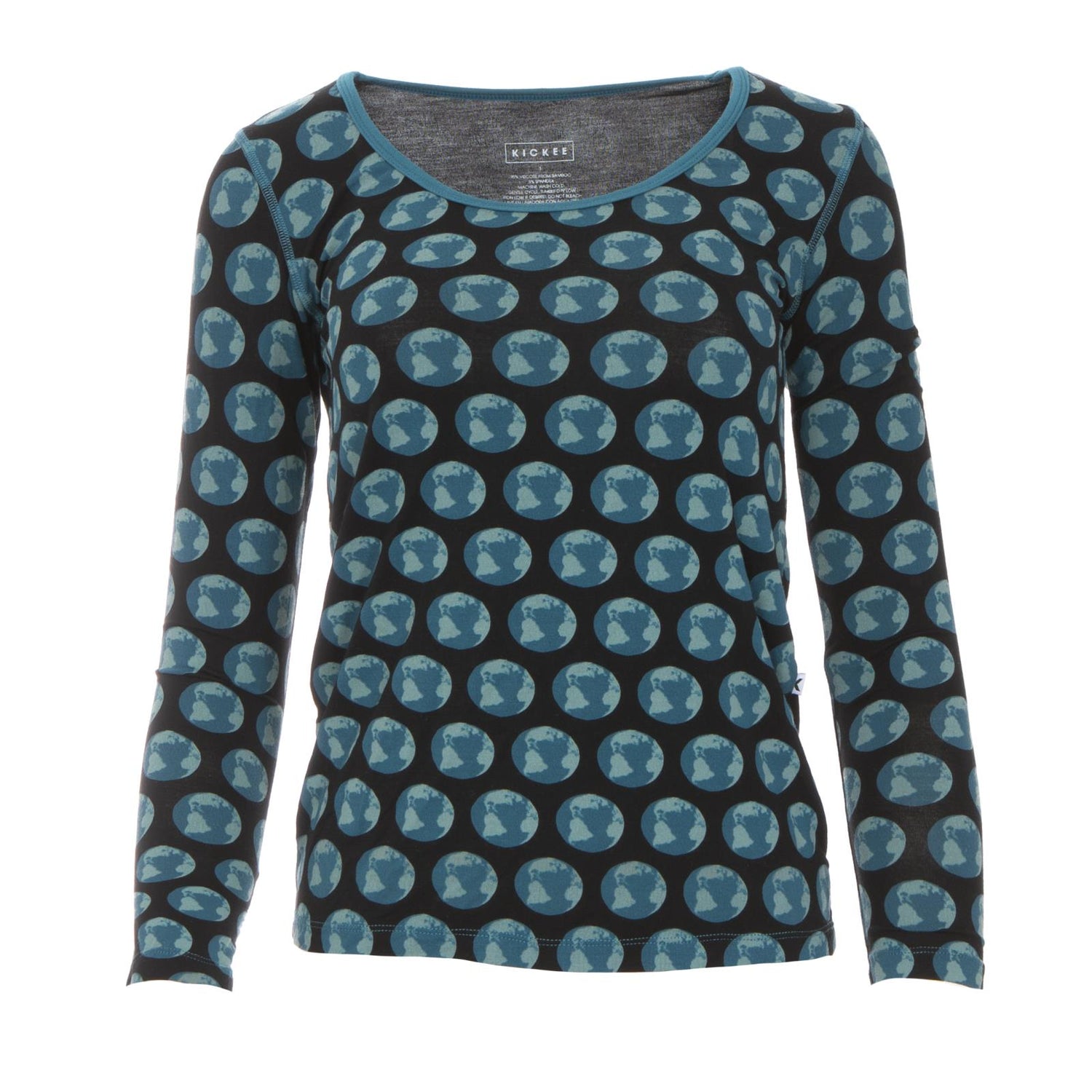 Print Long Sleeve Scoop Neck Tee in Midnight Environmental Protection