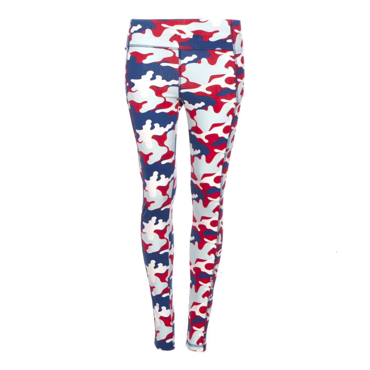 Print Women's Luxe Leggings with Pockets in Flag Red Military