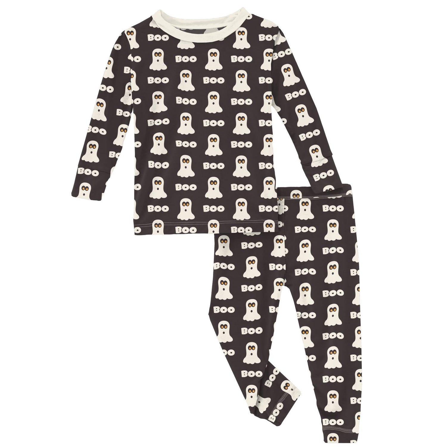 Print Long Sleeve Pajama Set in Midnight Boo (341419)