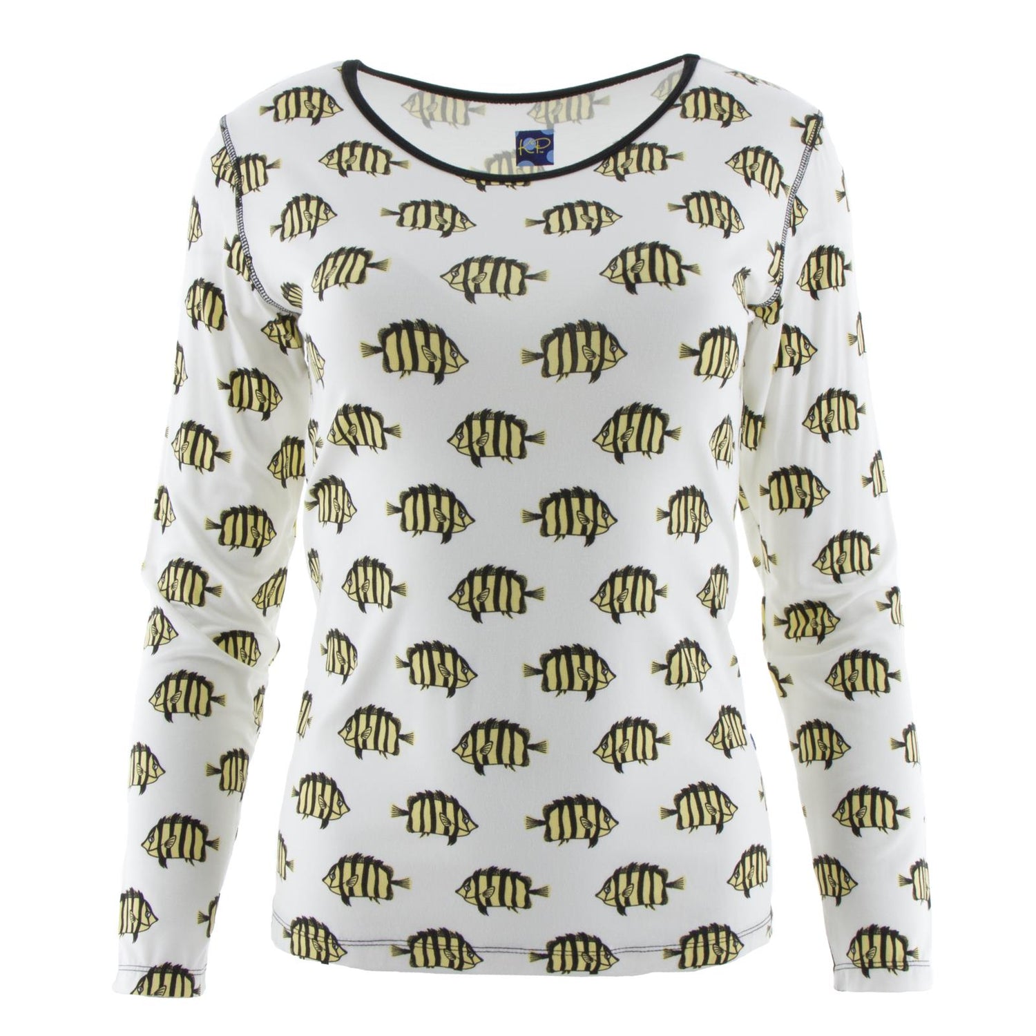 Print Relaxed Long Sleeve Tee in Natural Butterflyfish