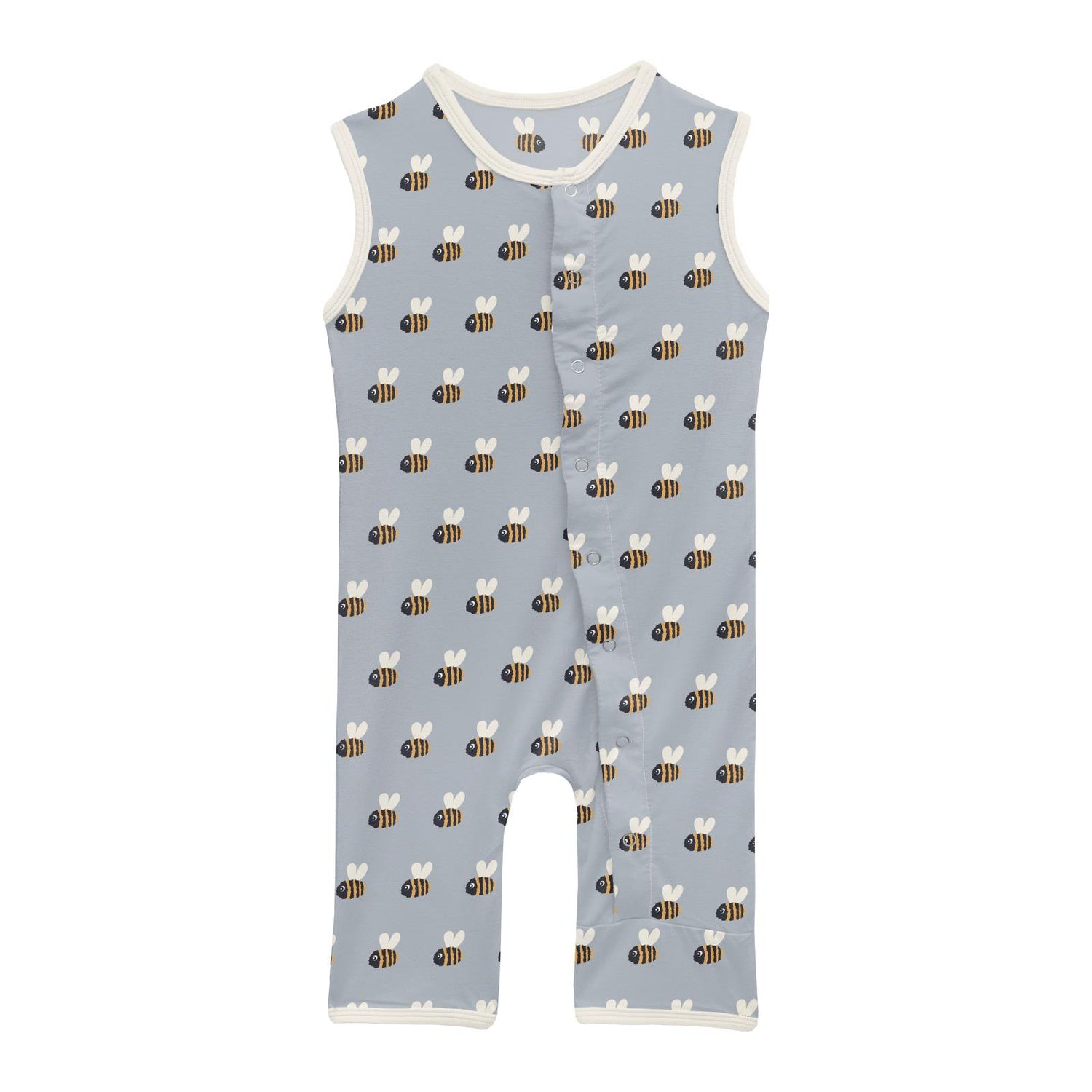 Print Tank Romper in Pearl Blue Baby Bumblebee