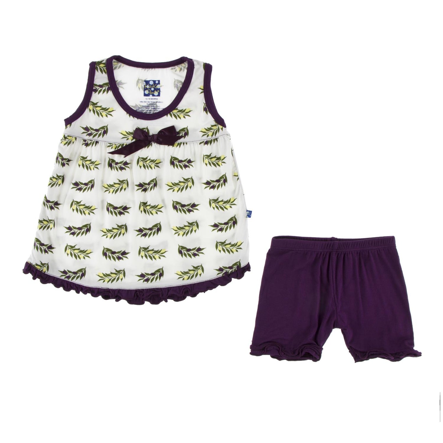 Print Swing Tank with Shorts Outfit Set in Natural Olive Branch