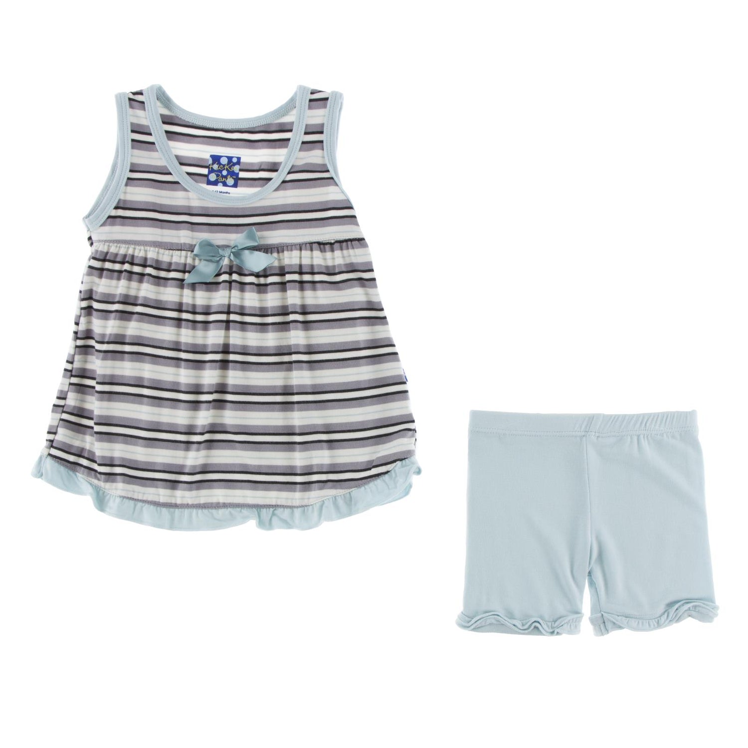 Print Swing Tank with Shorts Outfit Set in India Pure Stripe