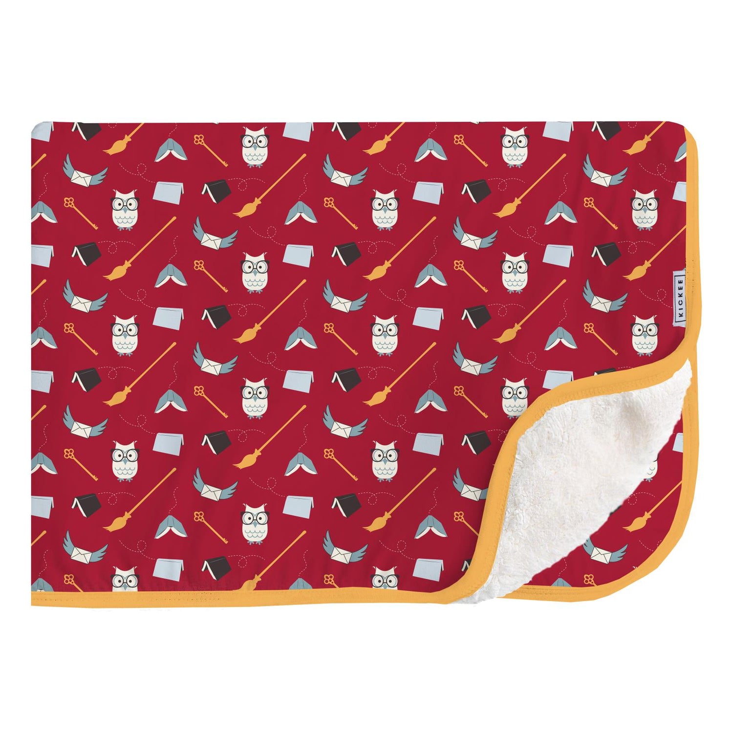 Print Sherpa-Lined Throw Blanket in Crimson Magical World