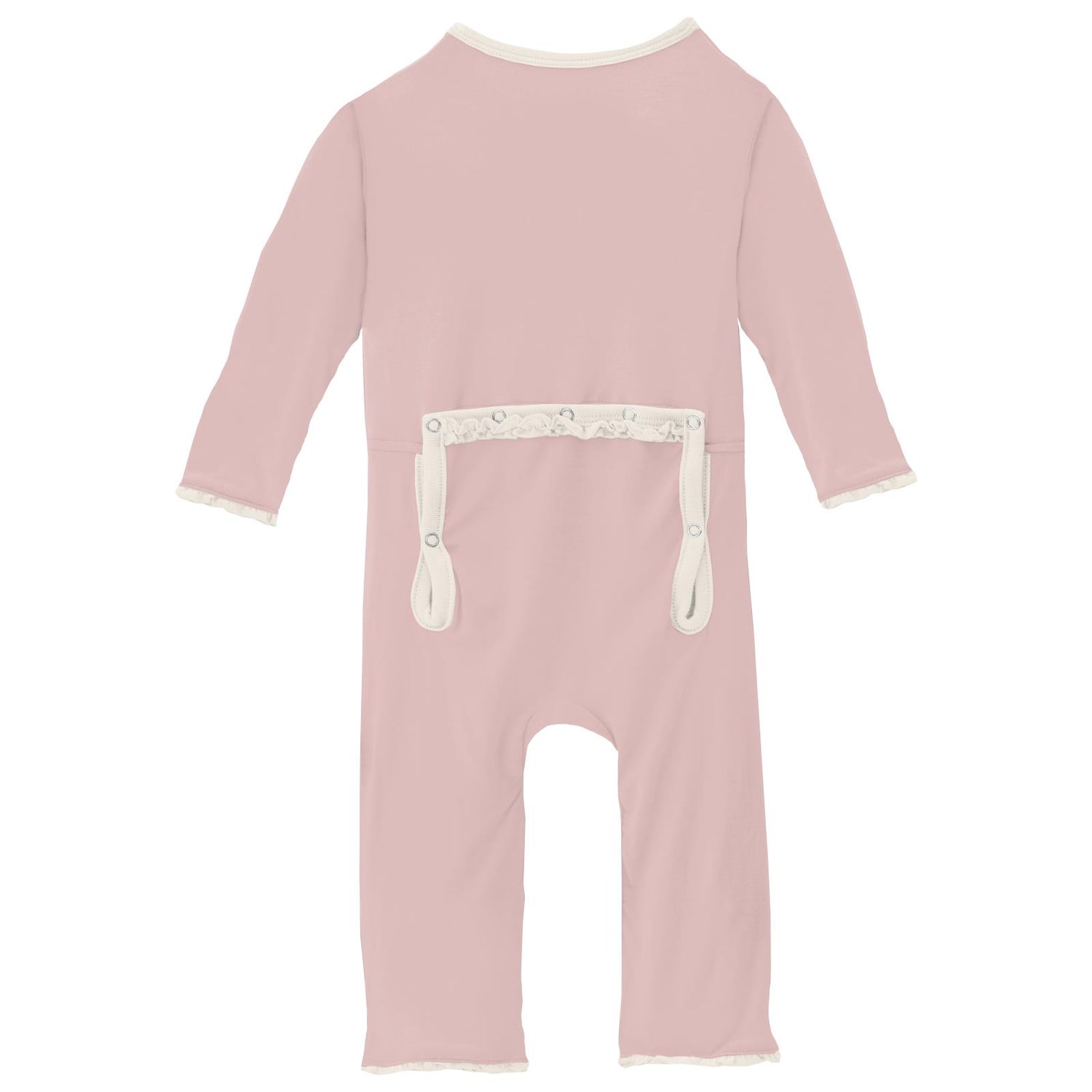 Muffin Ruffle Coverall with 2 Way Zipper in Baby Rose with Natural