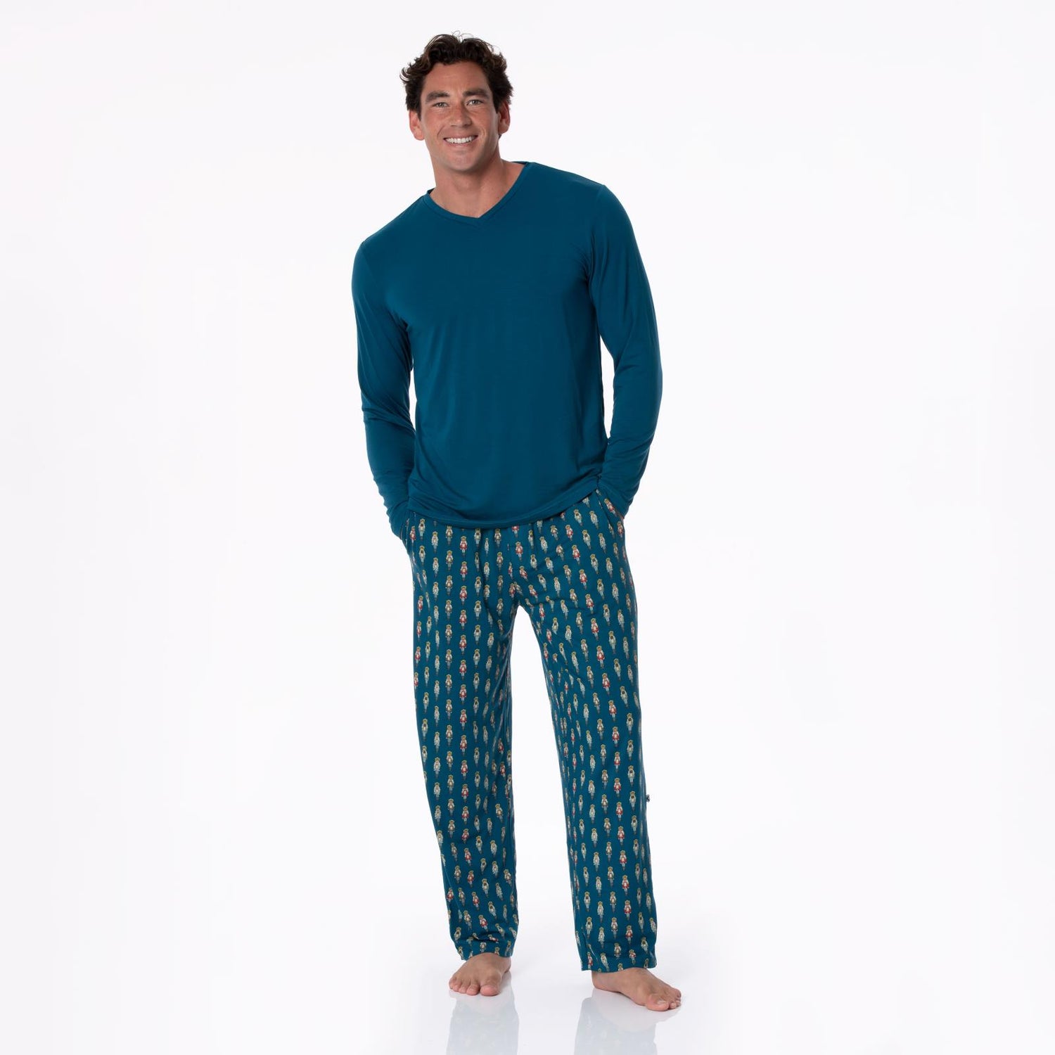 Men's Print Pajama Pants in Peacock Nutcrackers